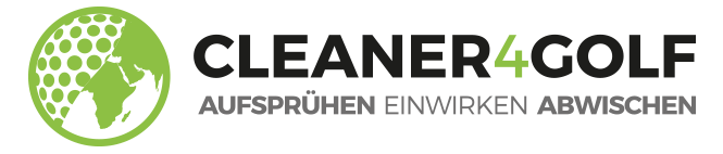 Logo der Marke Cleaner4Golf mit grünem Globus und schwarzem Text.