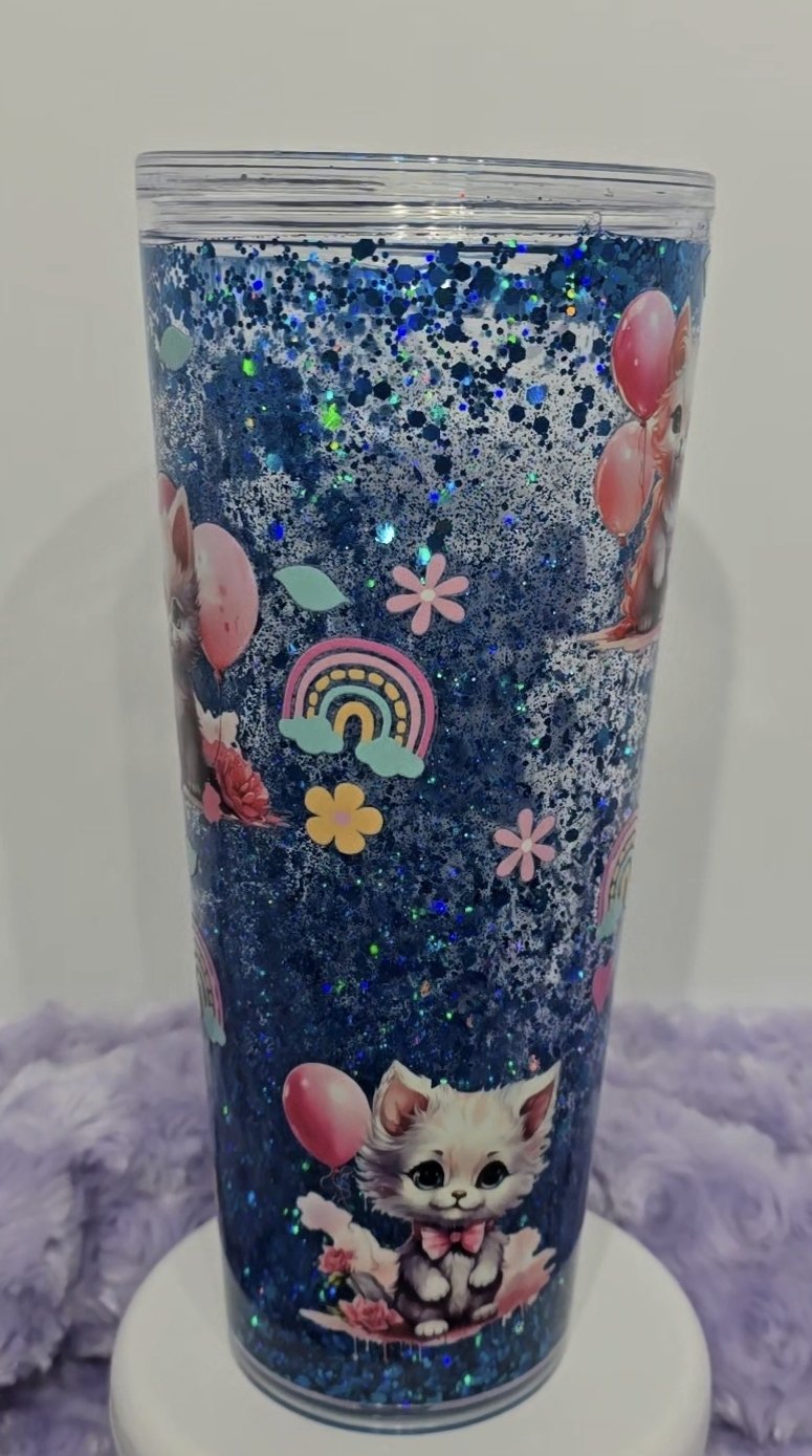 Snowy Kitty - 24 oz Snow Globe Tumbler