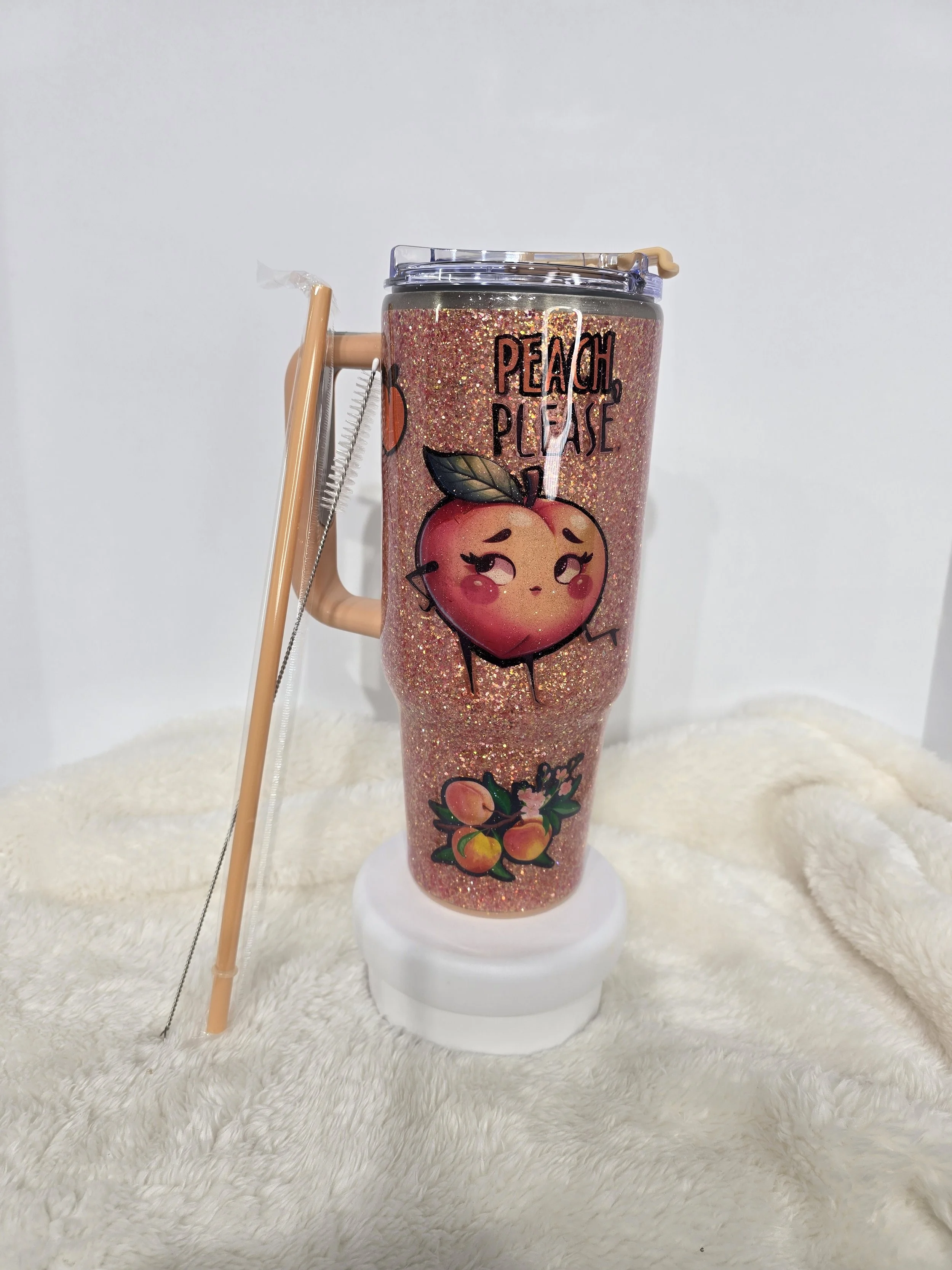 Peachy Glam 40 oz Glitter Tumbler