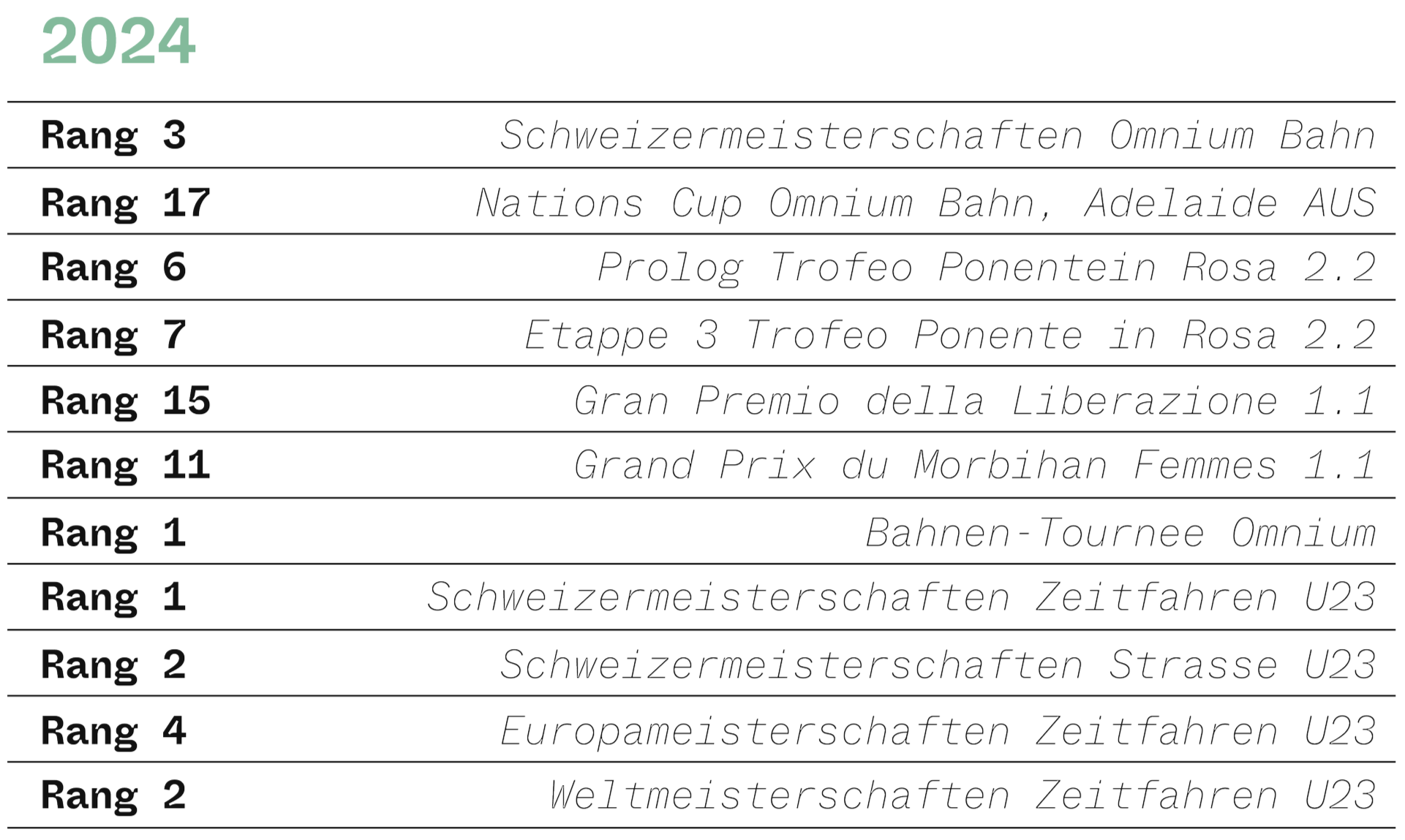 Liste mit den Erfolgen im Jahr 2024