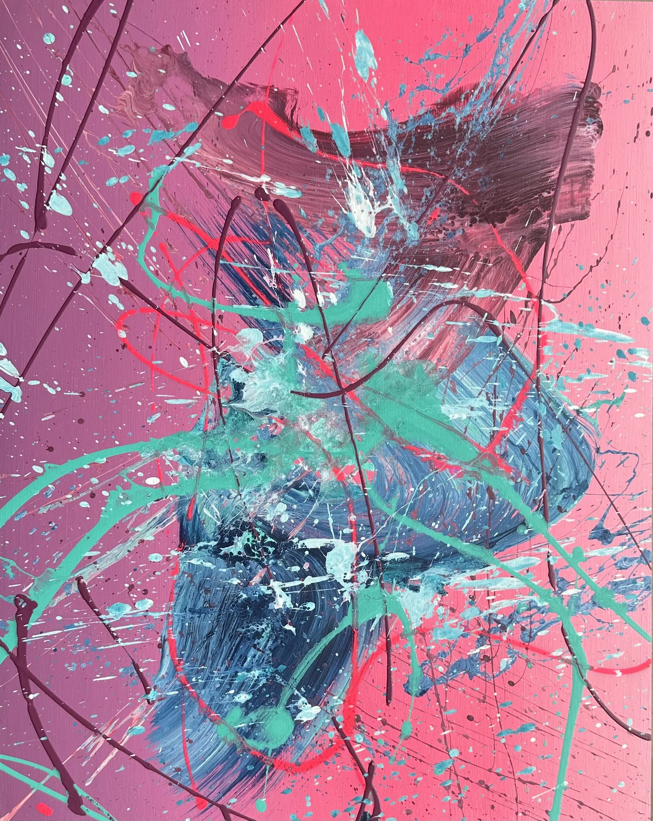 AVAILABLE - Working It Out is an original abstract painting by Rob Hales, exploring colour, gesture and layered composition.