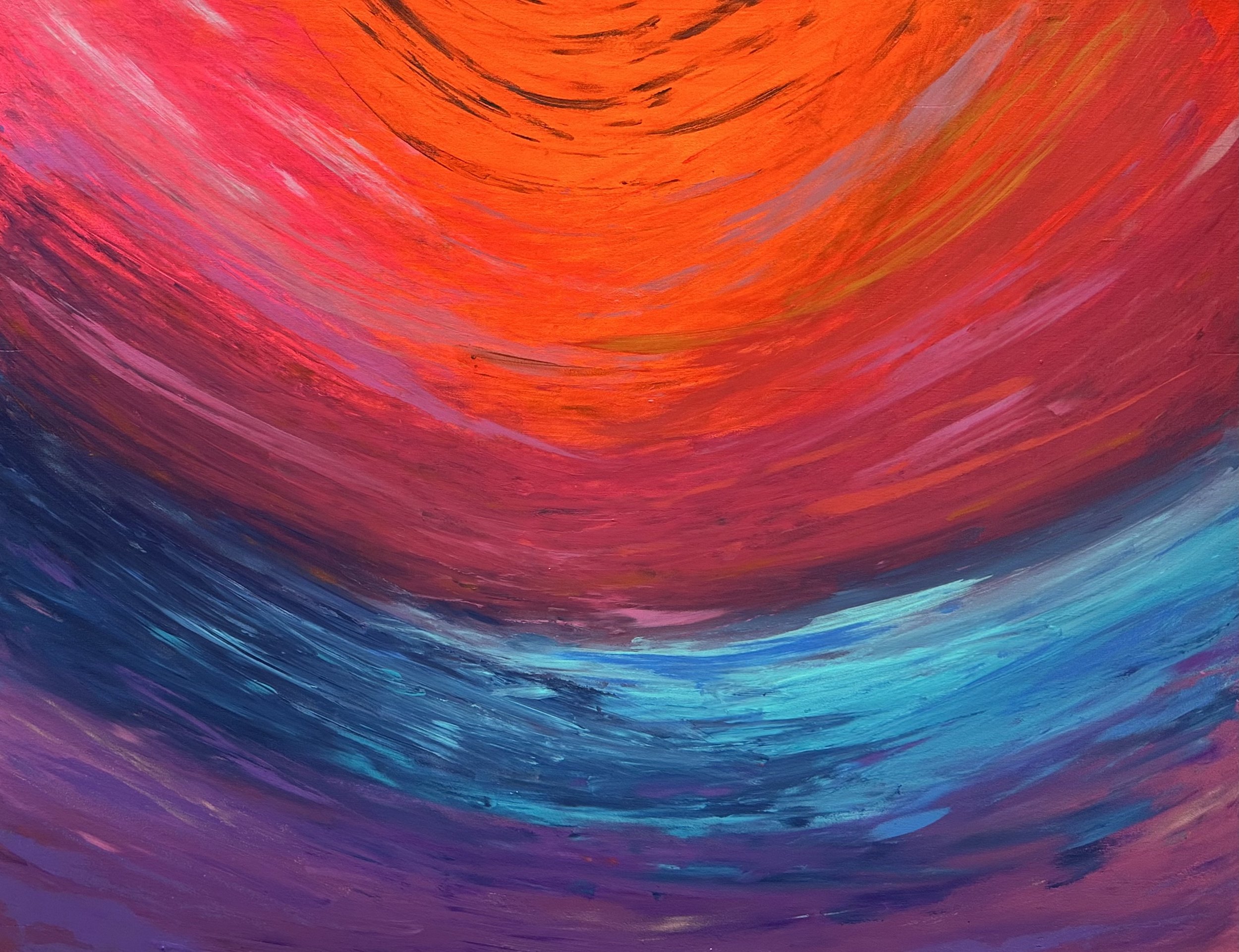 AVAILABLE - Deep Down is an original abstract painting by Rob Hales, exploring colour, gesture and layered composition.