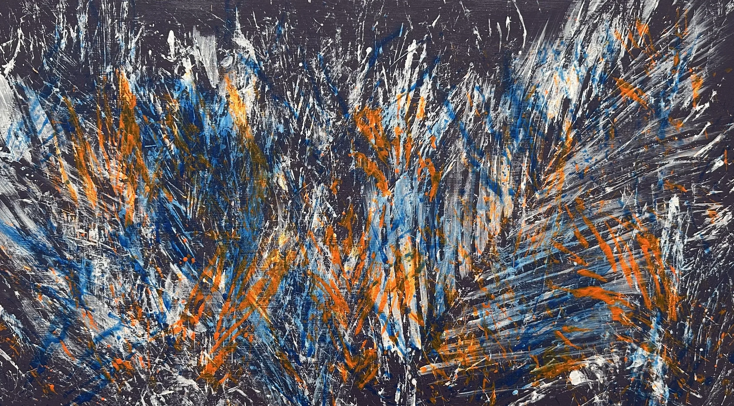 AVAILABLE - Deep in It is an original abstract painting by Rob Hales, exploring colour, gesture and layered composition.