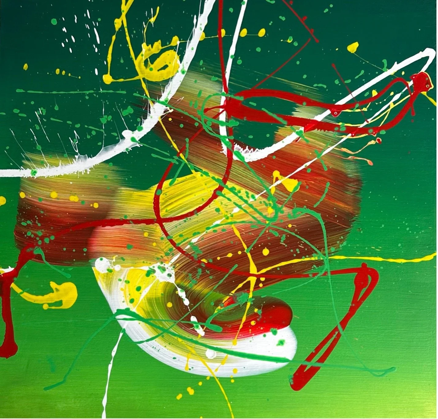 AVAILABLE - Spicy Thai Curry is an original abstract painting by Rob Hales, exploring colour, gesture and layered composition.