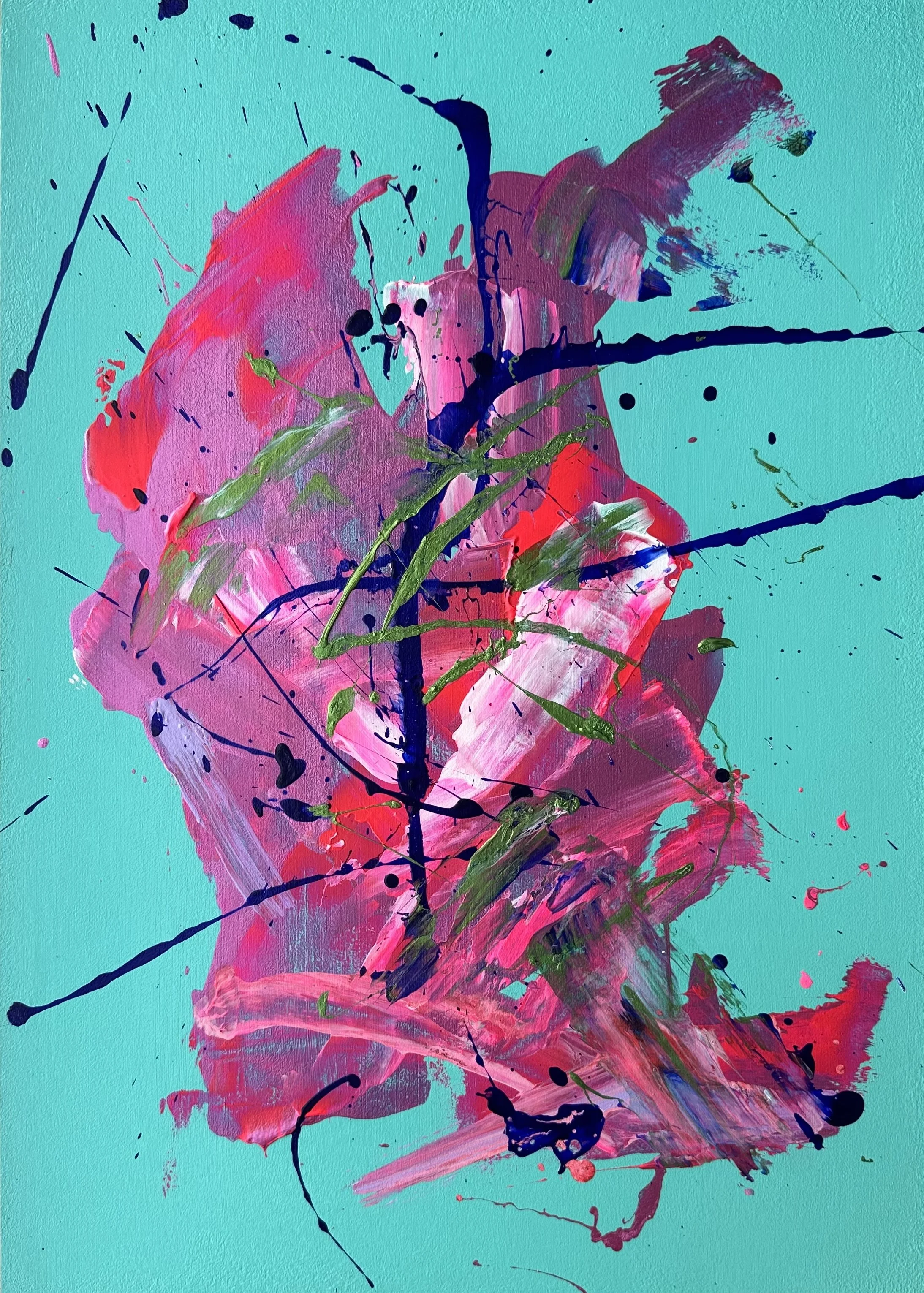 AVAILABLE - Déjà Vu is an original abstract painting by Rob Hales, exploring colour, gesture and layered composition.