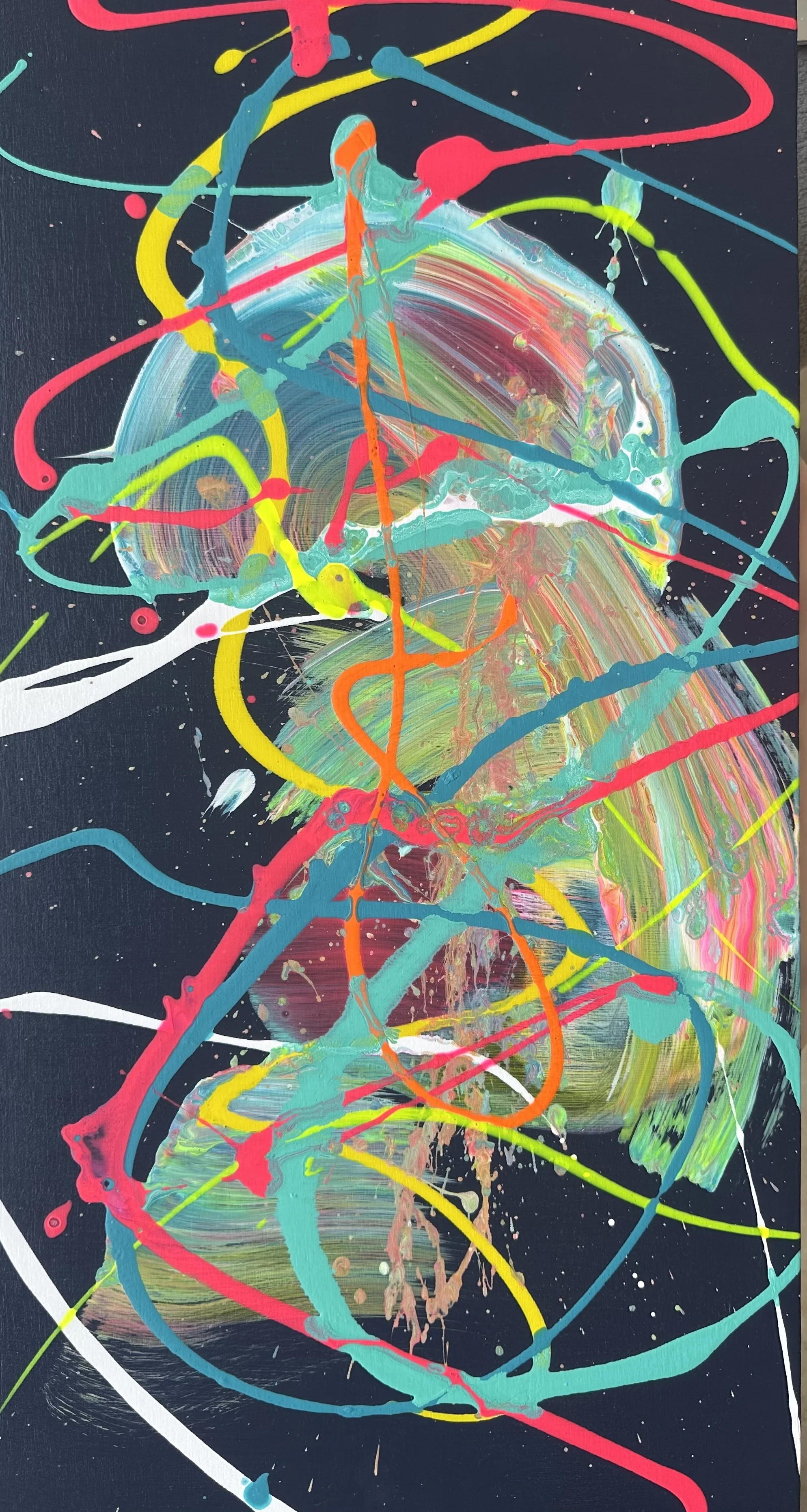 AVAILABLE - Almost Makes Sense is an original abstract painting by Rob Hales, exploring colour, gesture and layered composition.