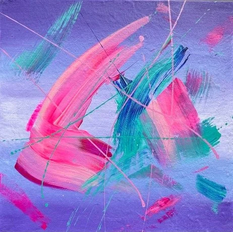 AVAILABLE - Making It Work is an original abstract painting by Rob Hales, exploring colour, gesture and layered composition.