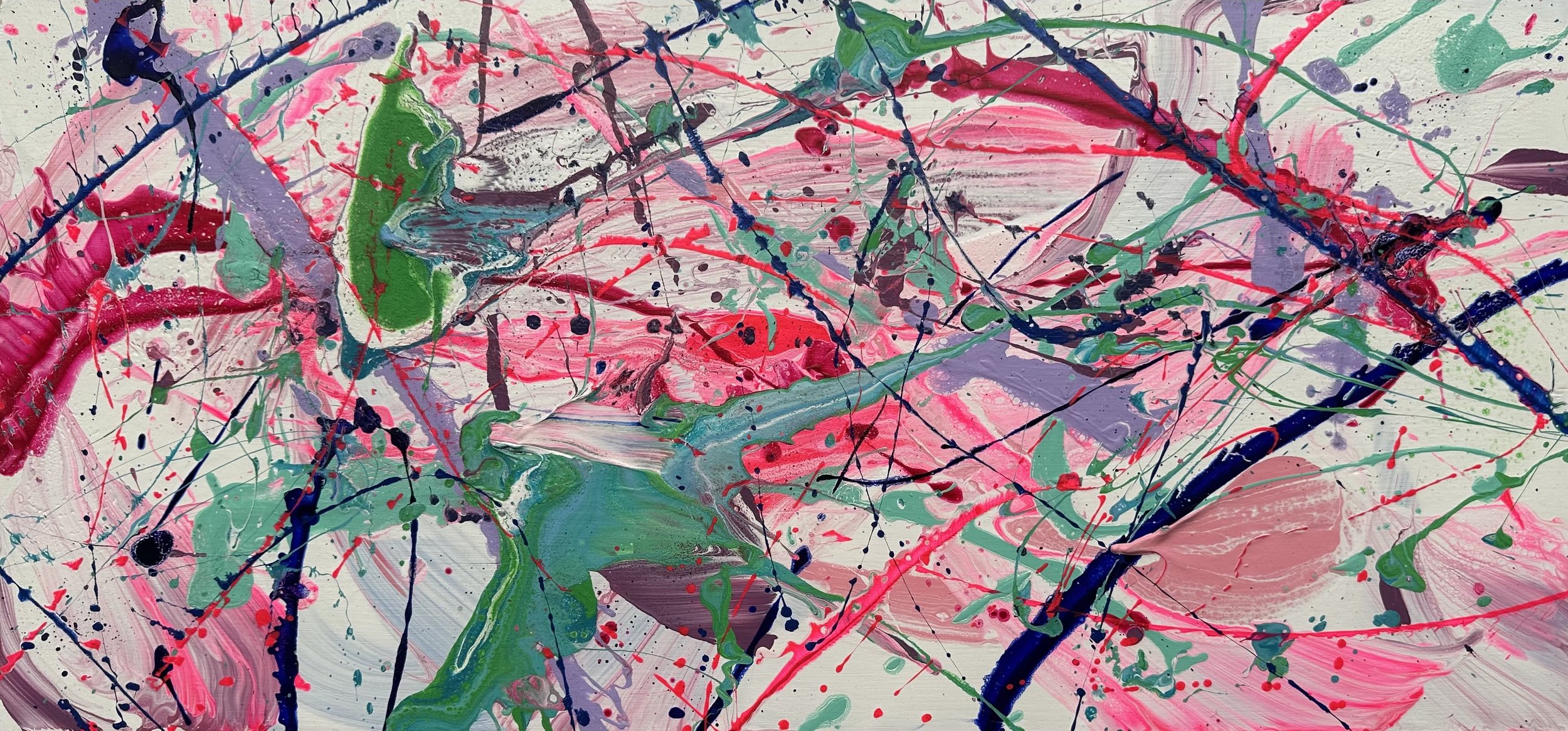 AVAILABLE - Taking the Long Way is an original abstract painting by Rob Hales, exploring colour, gesture and layered composition.