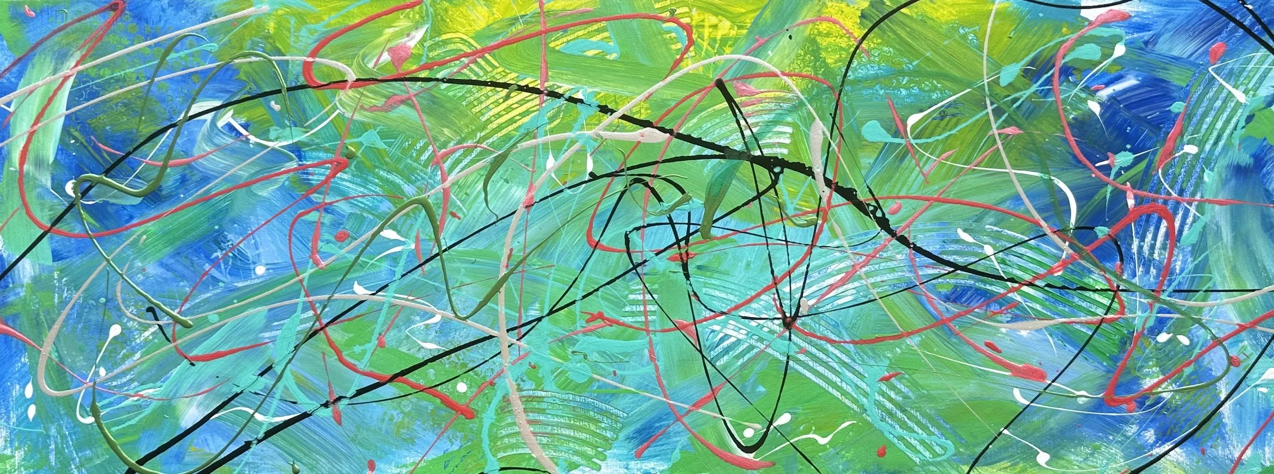 AVAILABLE - Wishful Thinking is an original abstract painting by Rob Hales, exploring colour, gesture and layered composition.