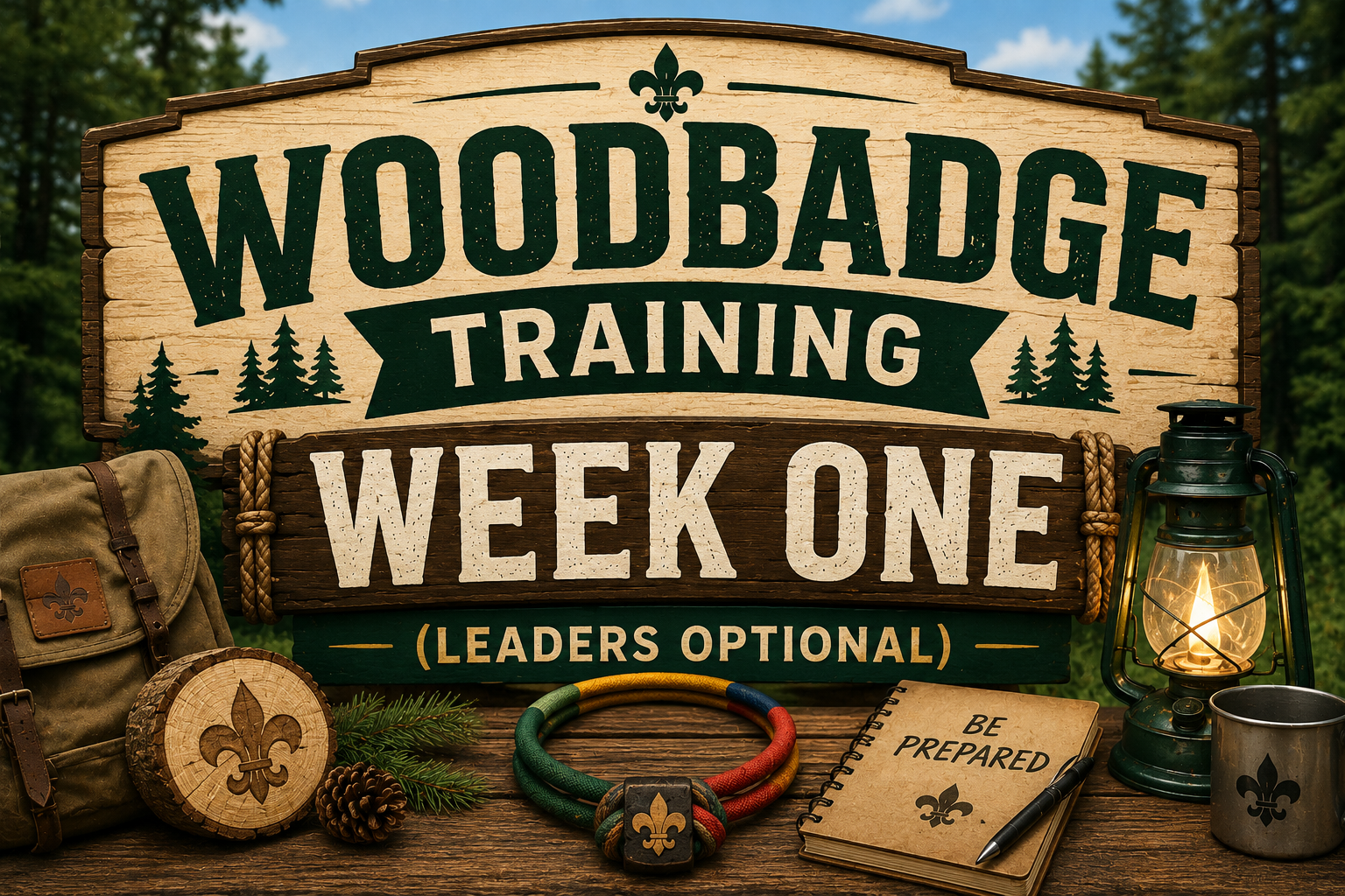 Week one of Woodbadge training (optional leader training)