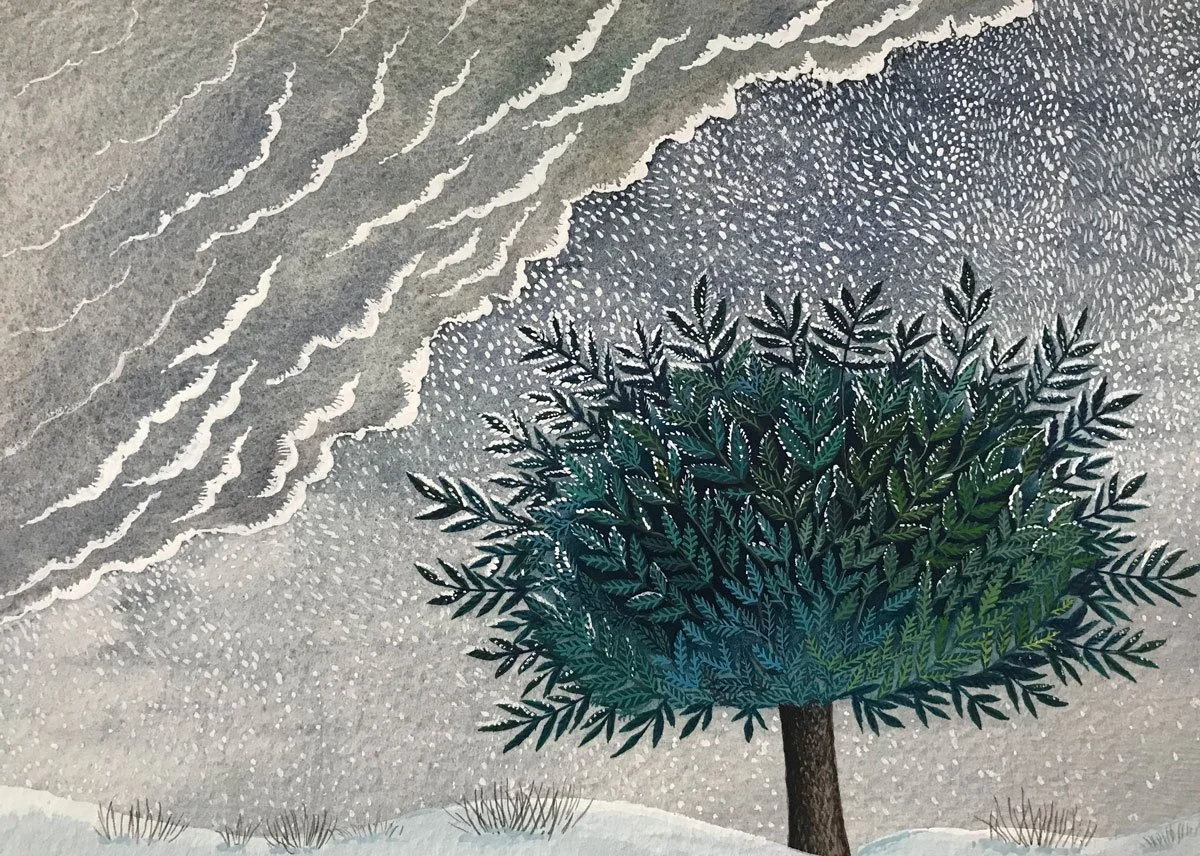 Snow Cloud and Tree - Paper | Gouache | 21 x 14 cm
