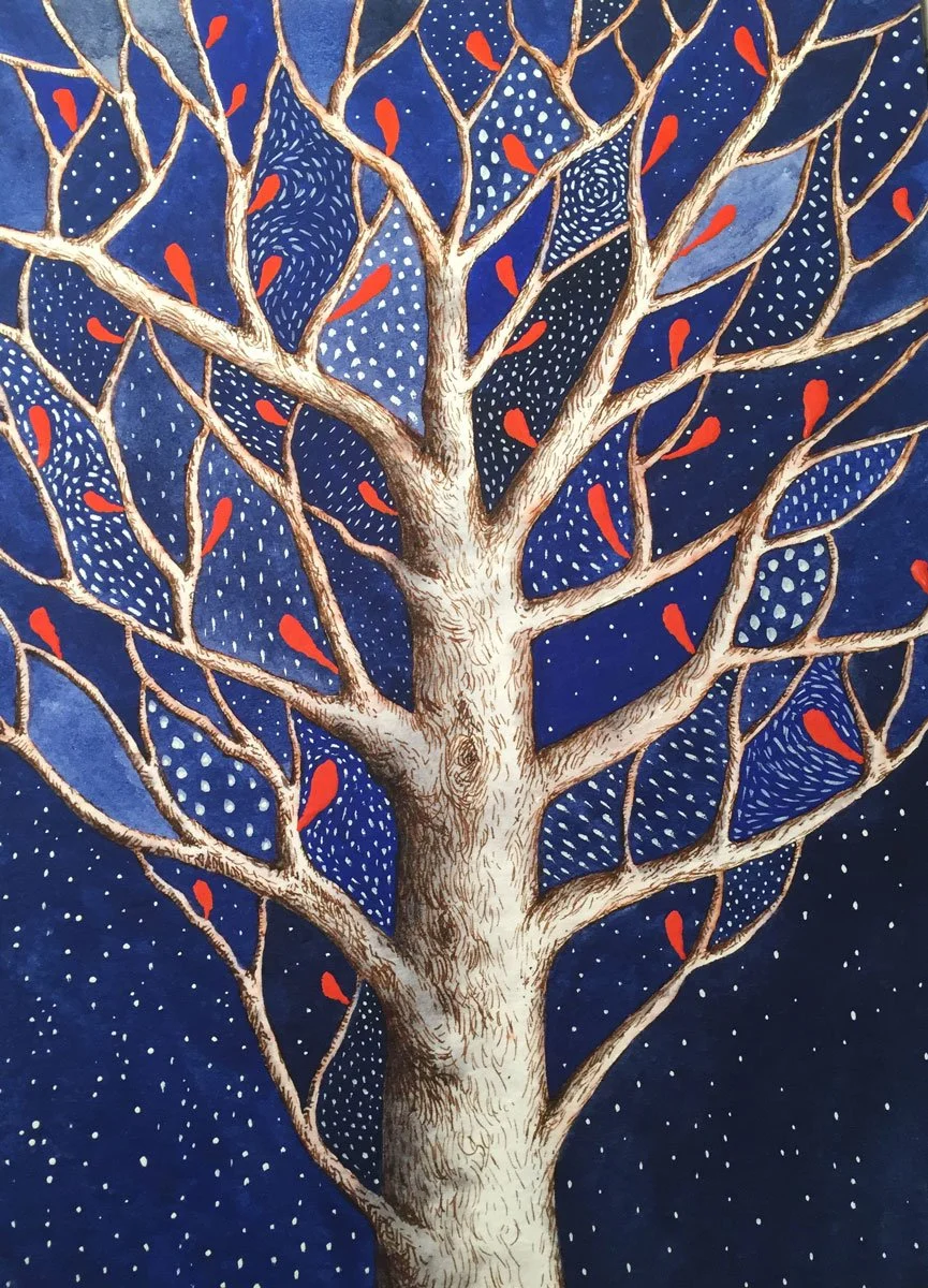 Snowy Tree - Paper | Gouache | 21 x 14 cm