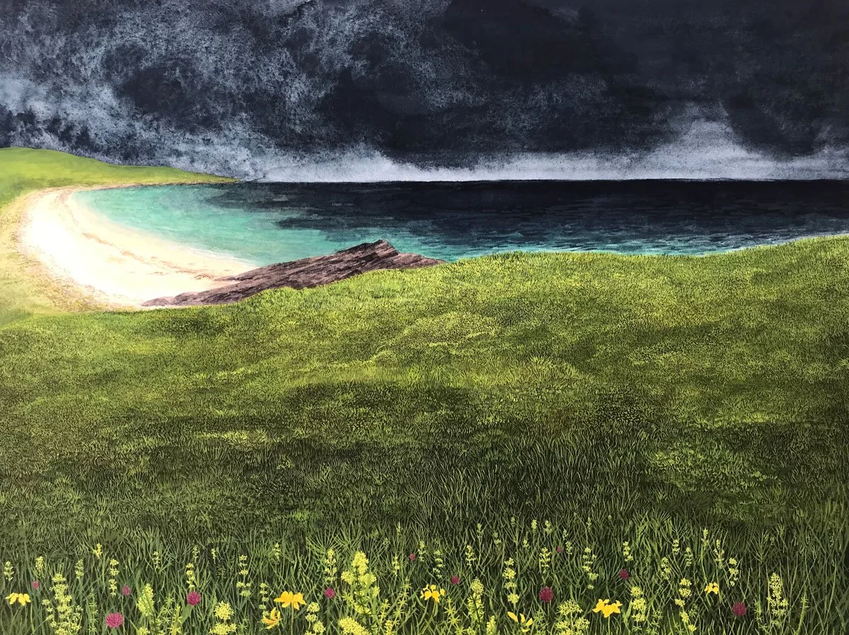 Beach with flowers - Paper | Gouache | 31 x 23 cm