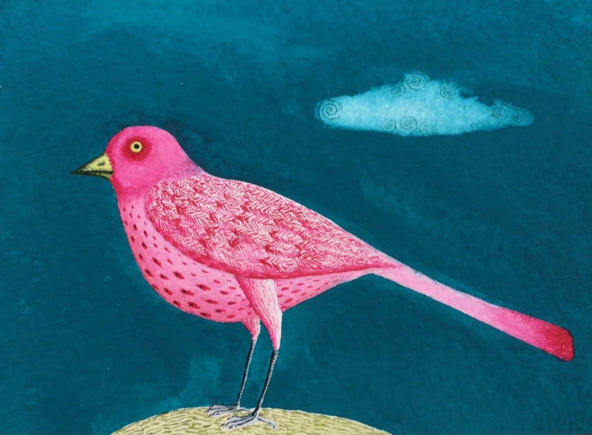 Pink bird - Paper | Gouache | 12 x 9 cm
