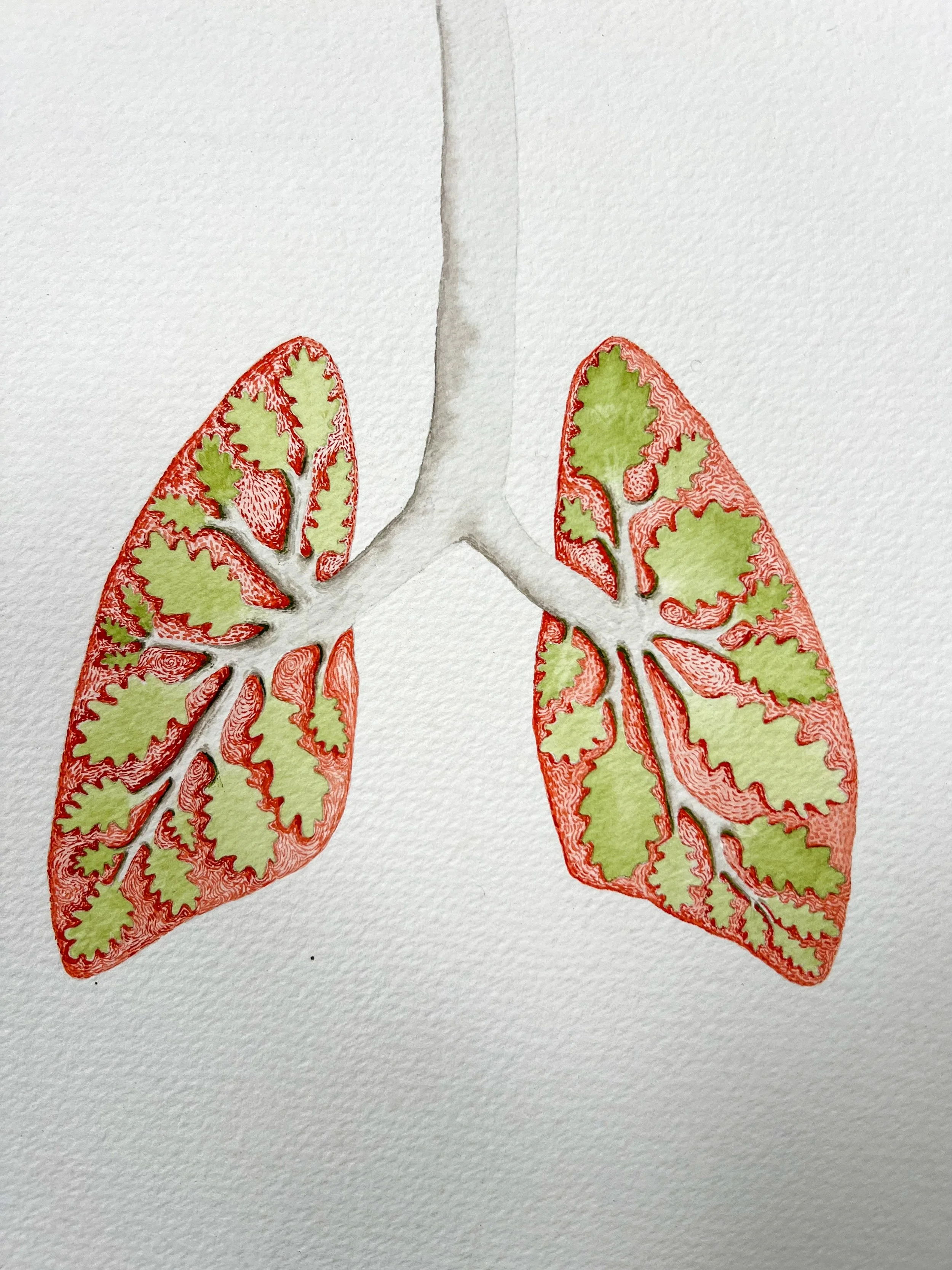 Lungs III – Watercolour Paper | Gouache | 26 x 25 cm