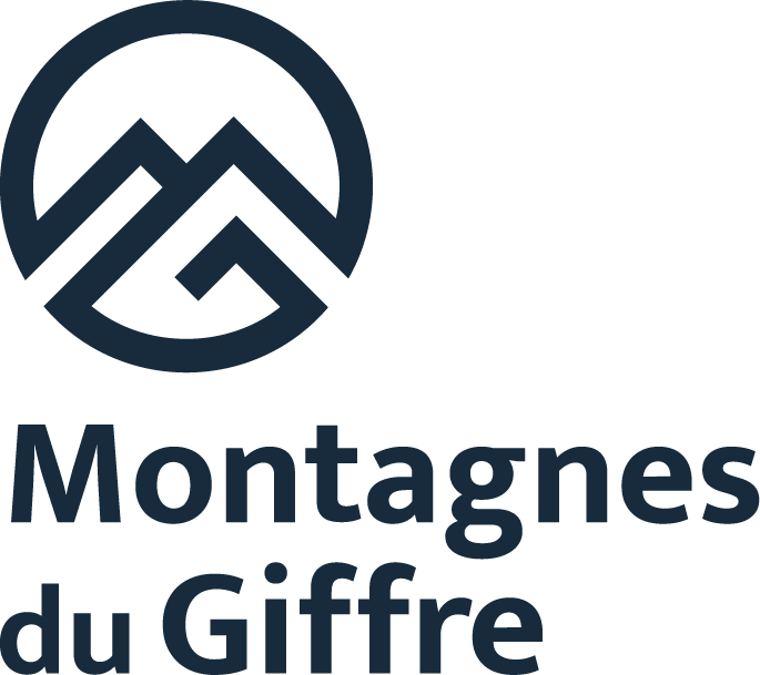 Logo représentant des montagnes dans un cercle avec le texte "Montagnes du Giffre" en dessous.