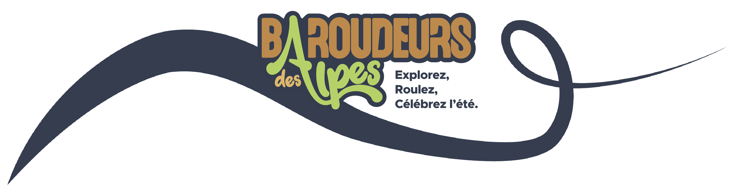 Logo de l'événement 'Bardueurs des Alpes' avec le slogan 'Explorez, Roulez, Célébrez l'été'.