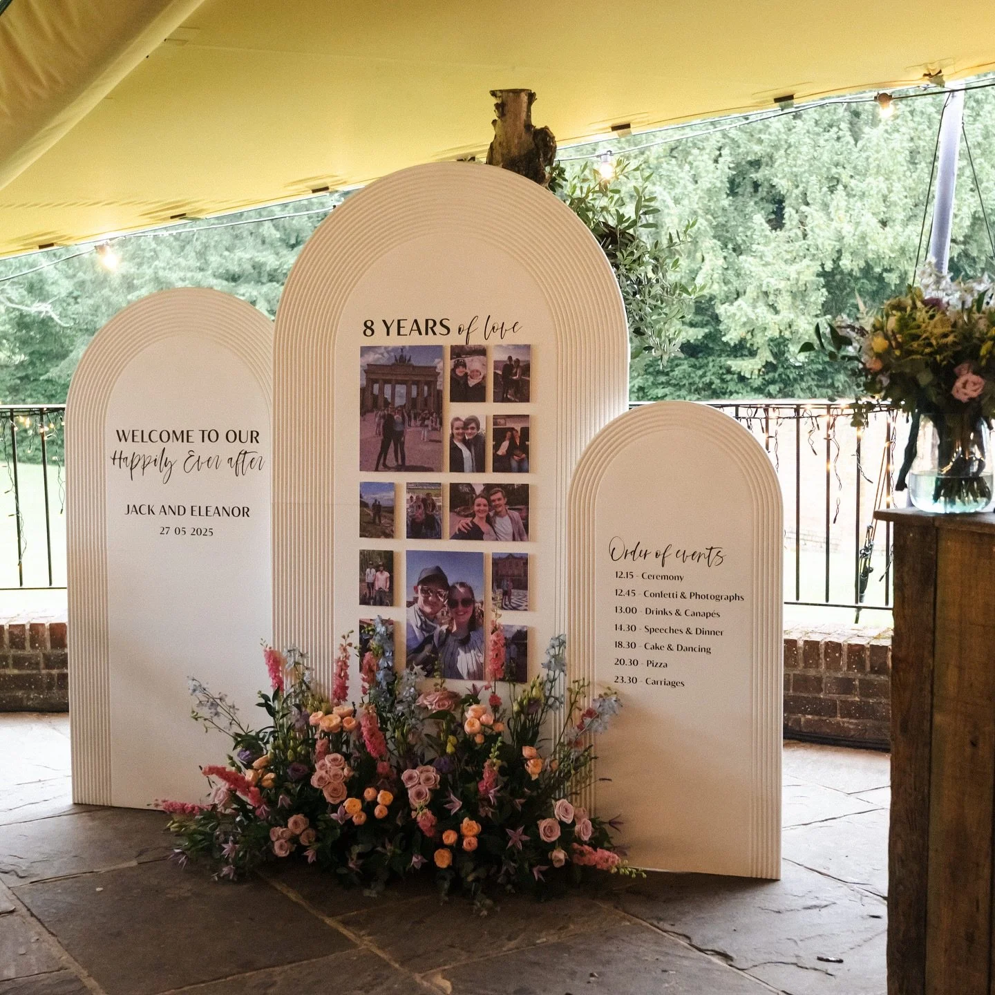 Bespoke signage with a unique display idea celebrating love always 🩶 

E&amp;J&rsquo;s wanted to come up with a way of combining multiple signs into 1 display. The finished piece shows a trio of details with a visual elegance ✨

Venue: @wasingweddin