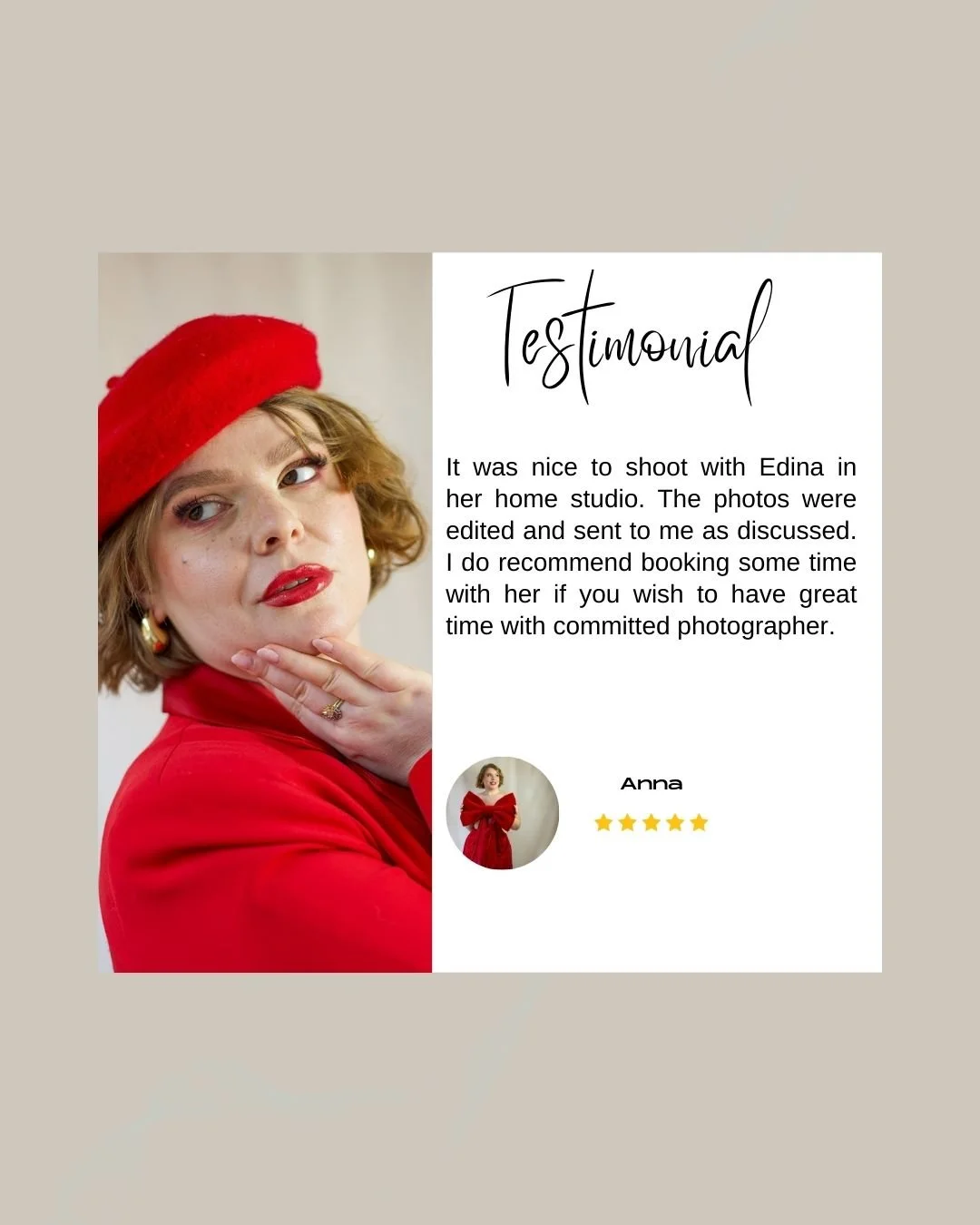 Testimonial, headshot London