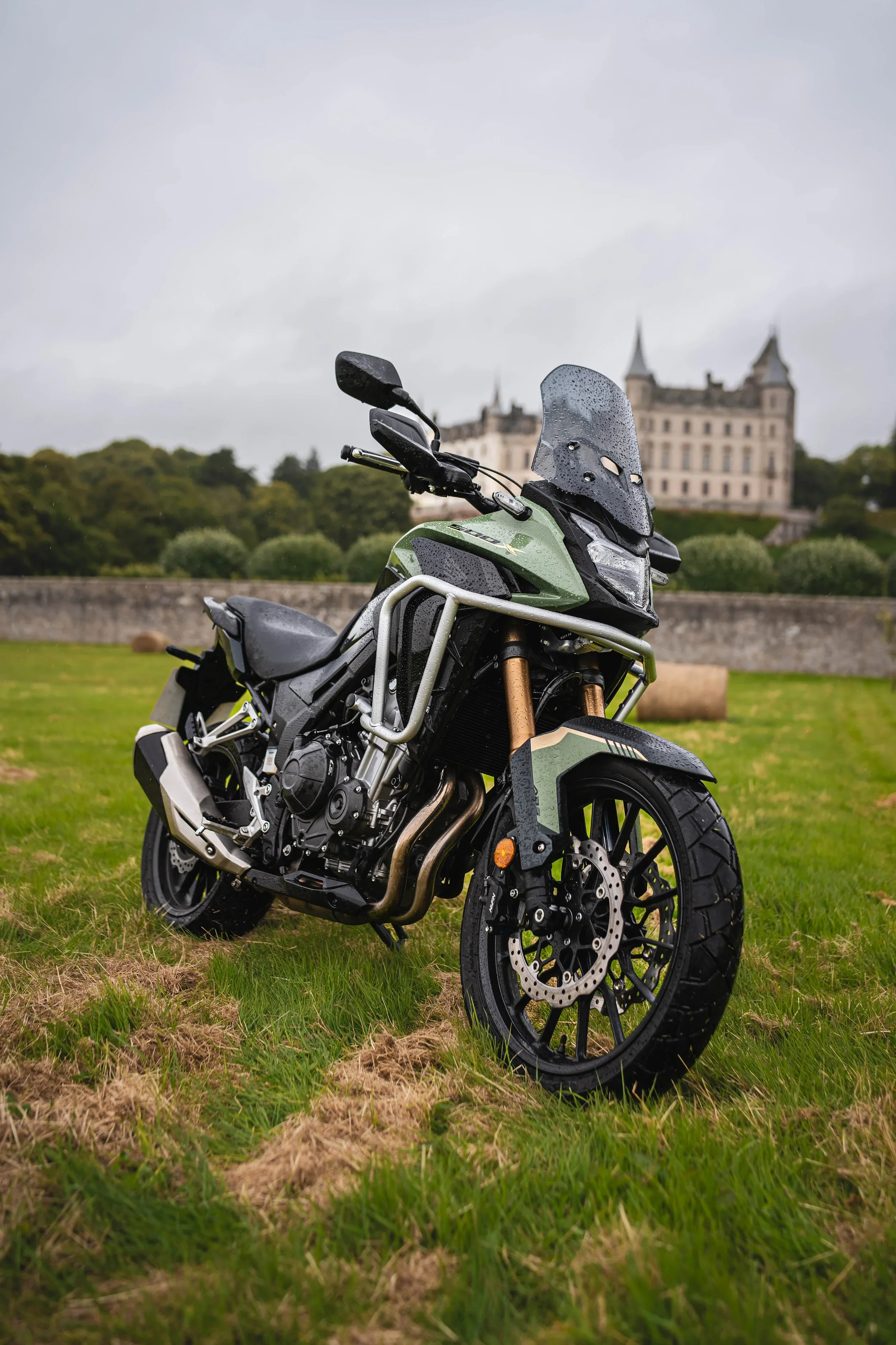 CB500X in front of castle
