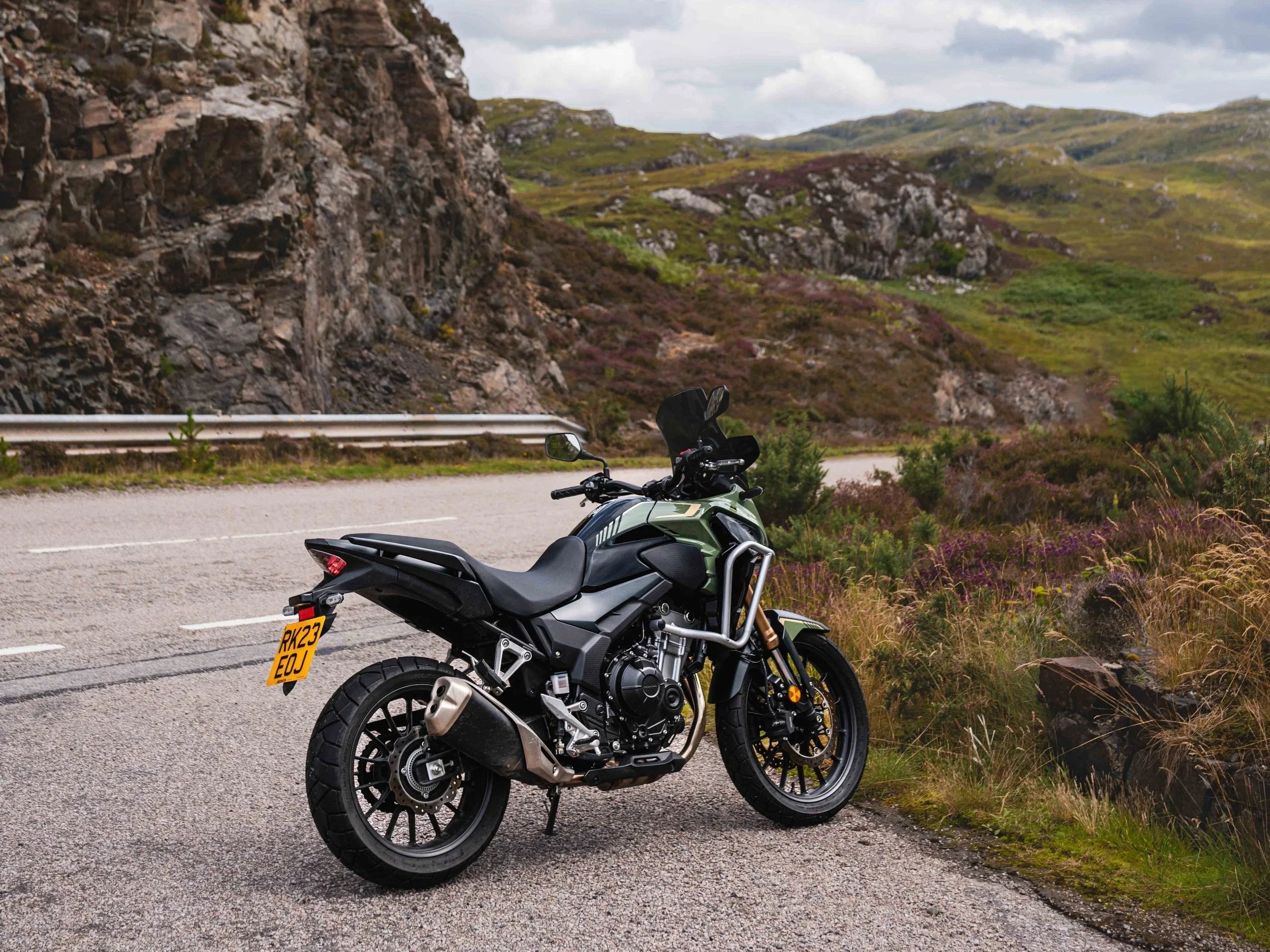 Motorcycle parked in nature