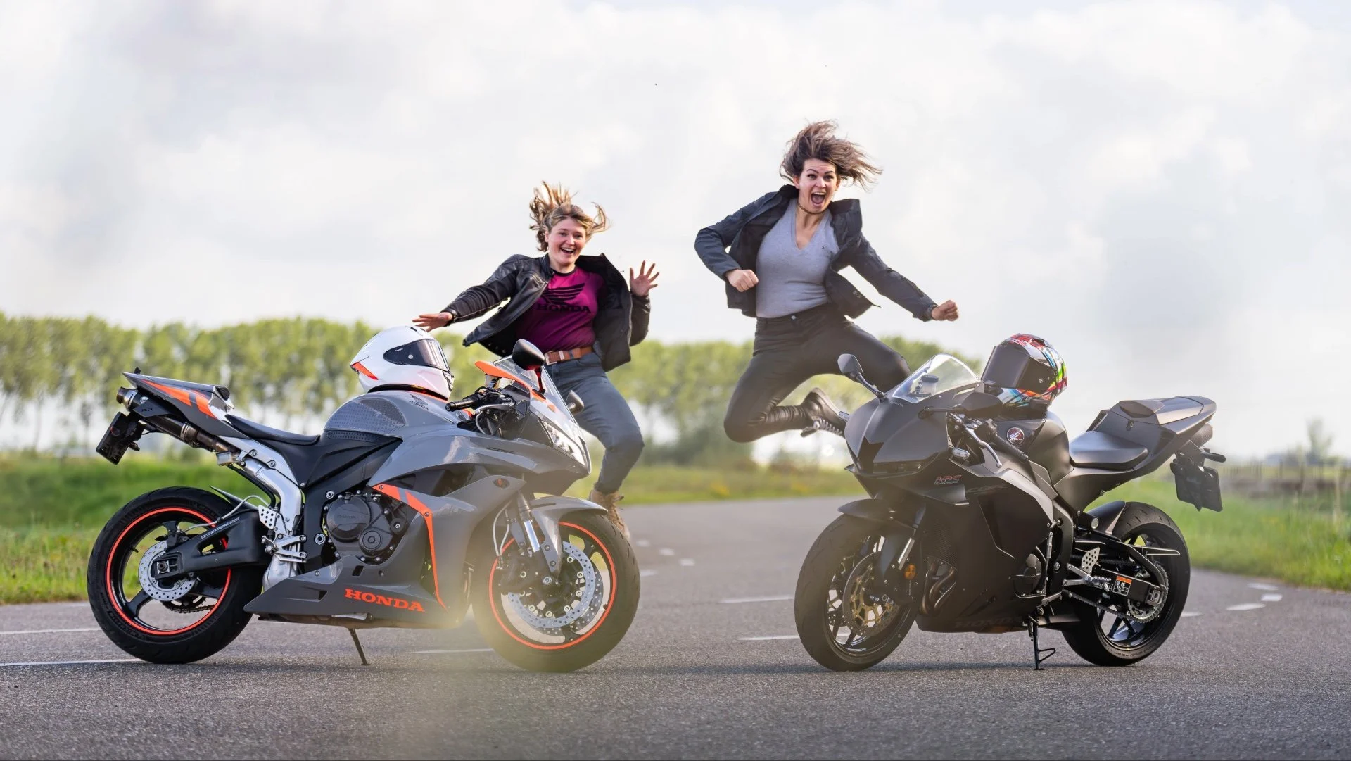 Bikesbyjane and Motomyrt juming with Honda race bikes, Honda CBR600RR 2007 & 2024