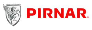 Logo mit grauem Löwenkopf und rotem Text 'PIRNAR' auf schwarzem Hintergrund.