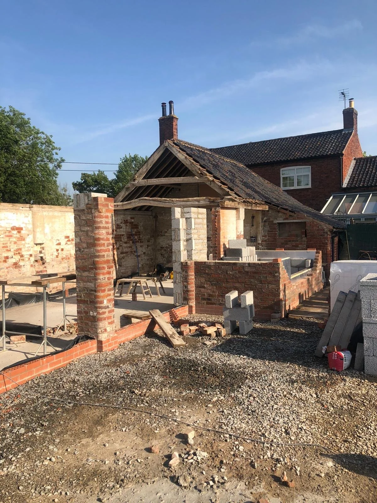 Professional brickwork and masonry services for a barn conversion project in Staunton, completed by G East Builder.