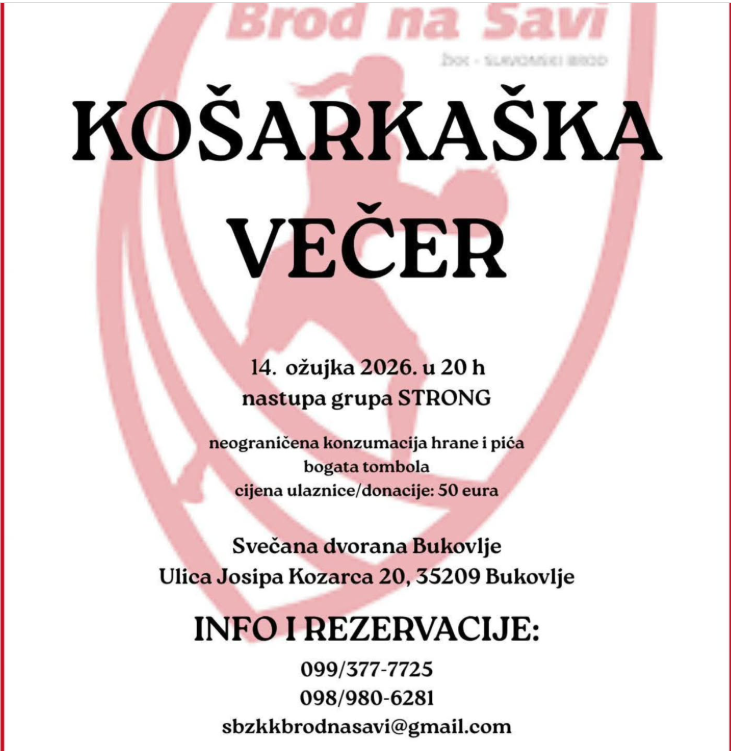 ŽKK Brod na Savi: Košarkaška večer @ Dvorana Bukovlje