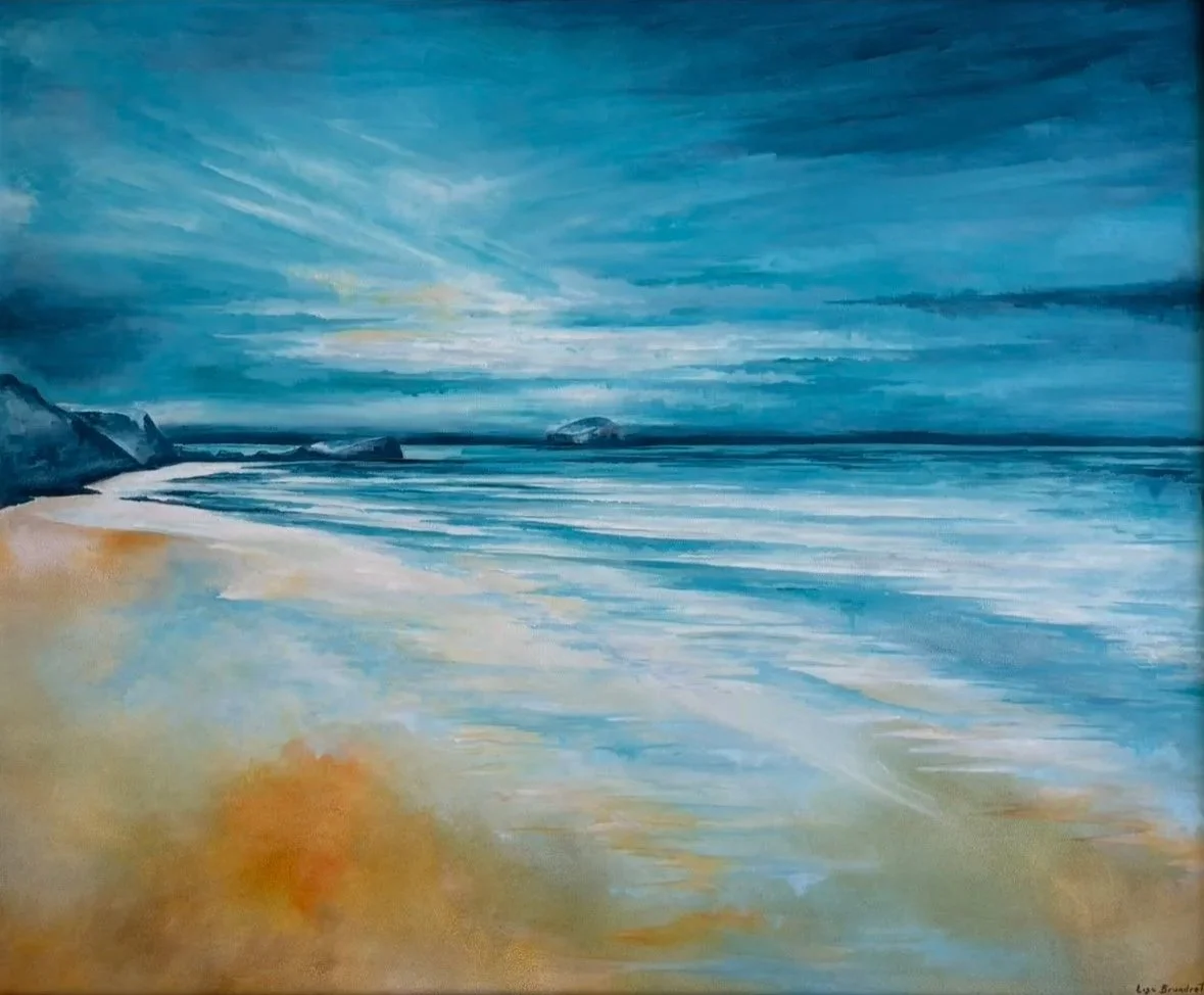 quiet sands - bass rock, north berwick 
oil on board - 62 x 74cm (framed) - £650
