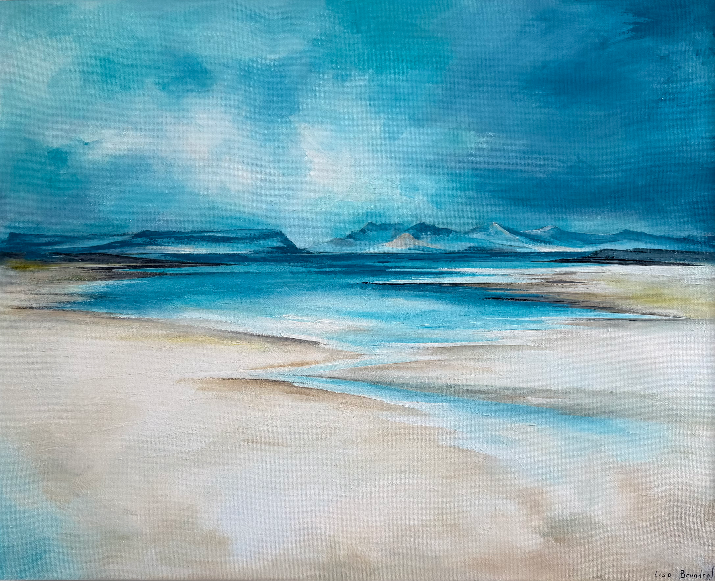 eigg and rum from arisaig -  oil on canvas 
 43 x 53cm - £470
