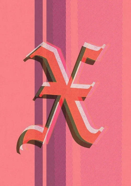 Love Letters by Paul Scott  Printed on Heavyweight archival 260gsm matte paper using fade resistant inks. 100% cotton rag, Acid-Free. Design available in 4 colour options.