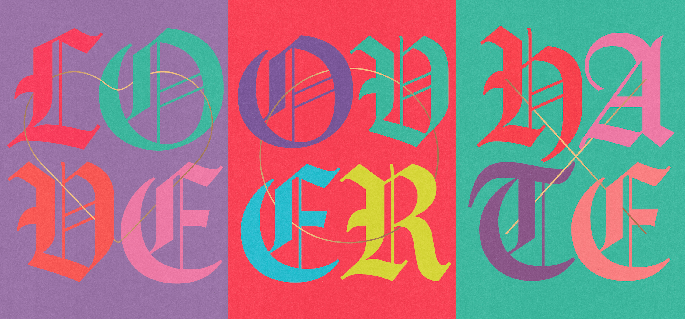 LOVEoverHATE by graphic artist Paul Scott.  Printed on Heavyweight archival 260gsm matte paper using fade resistant inks. 100% cotton rag , Acid-Free. Sold as a set of 3 Prints. Shop now at paulscott.studio ©2026 Liberty Creative Ltd.