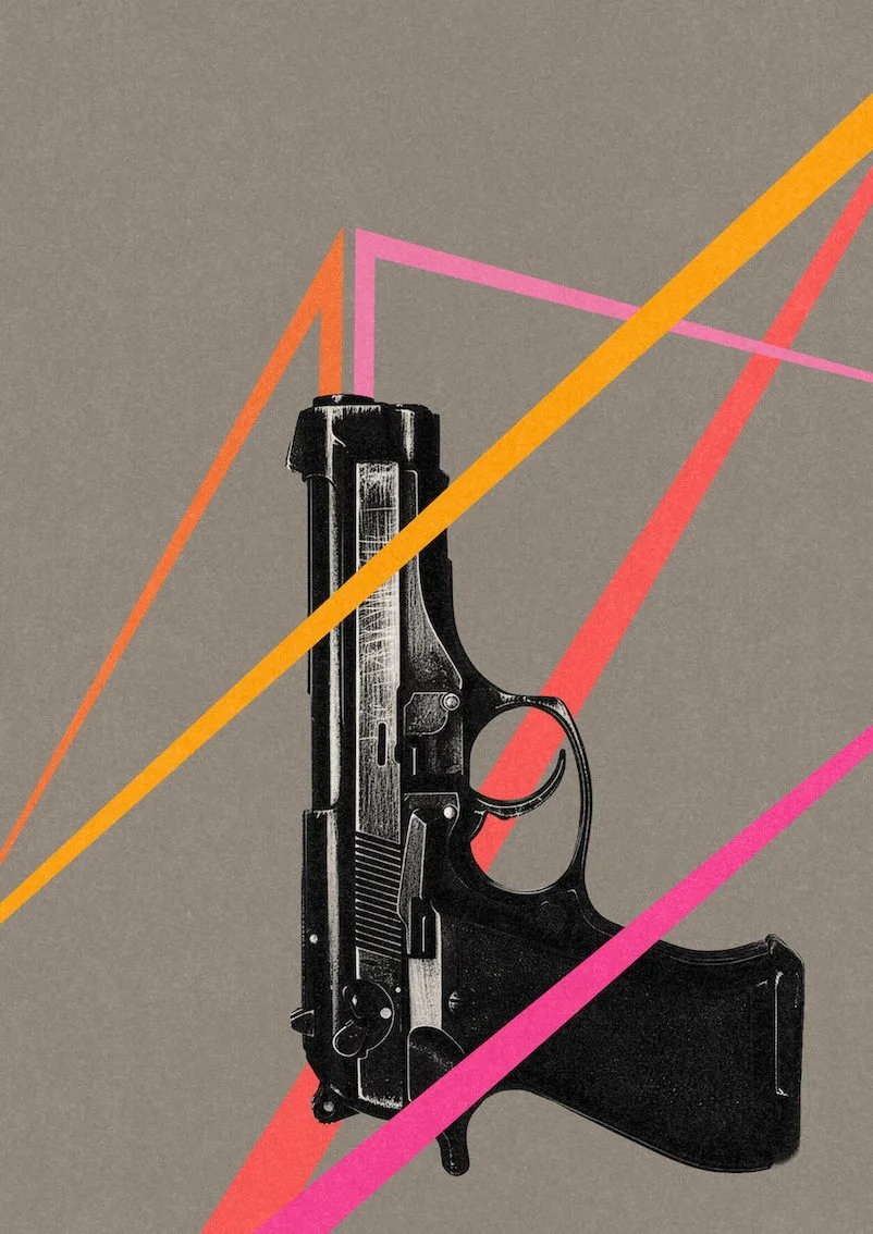 Friendly Fire #1 by graphic artist Paul Scott.  Printed on Heavyweight archival 260gsm matte paper using fade resistant inks. 100% cotton rag , Acid-Free. Design available in 4 colour options.