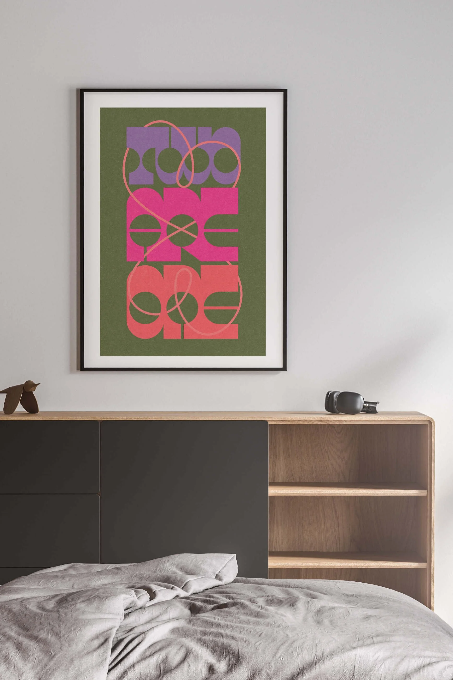 TwoareOne by graphic artist Paul Scott.  Printed on Heavyweight archival 260gsm matte paper using fade resistant inks. 100% cotton rag , Acid-Free. Design available in 4 colour options.