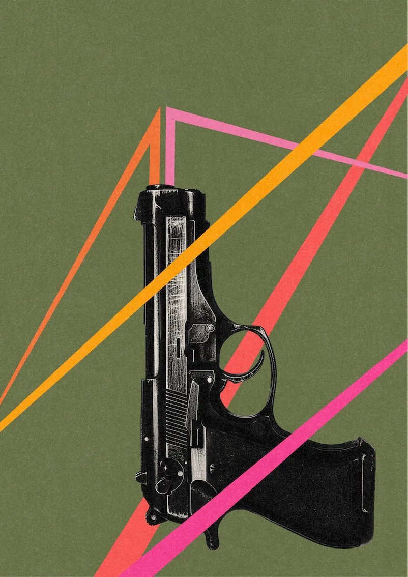 Friendly Fire #1 by graphic artist Paul Scott.  Printed on Heavyweight archival 260gsm matte paper using fade resistant inks. 100% cotton rag , Acid-Free. Design available in 4 colour options.