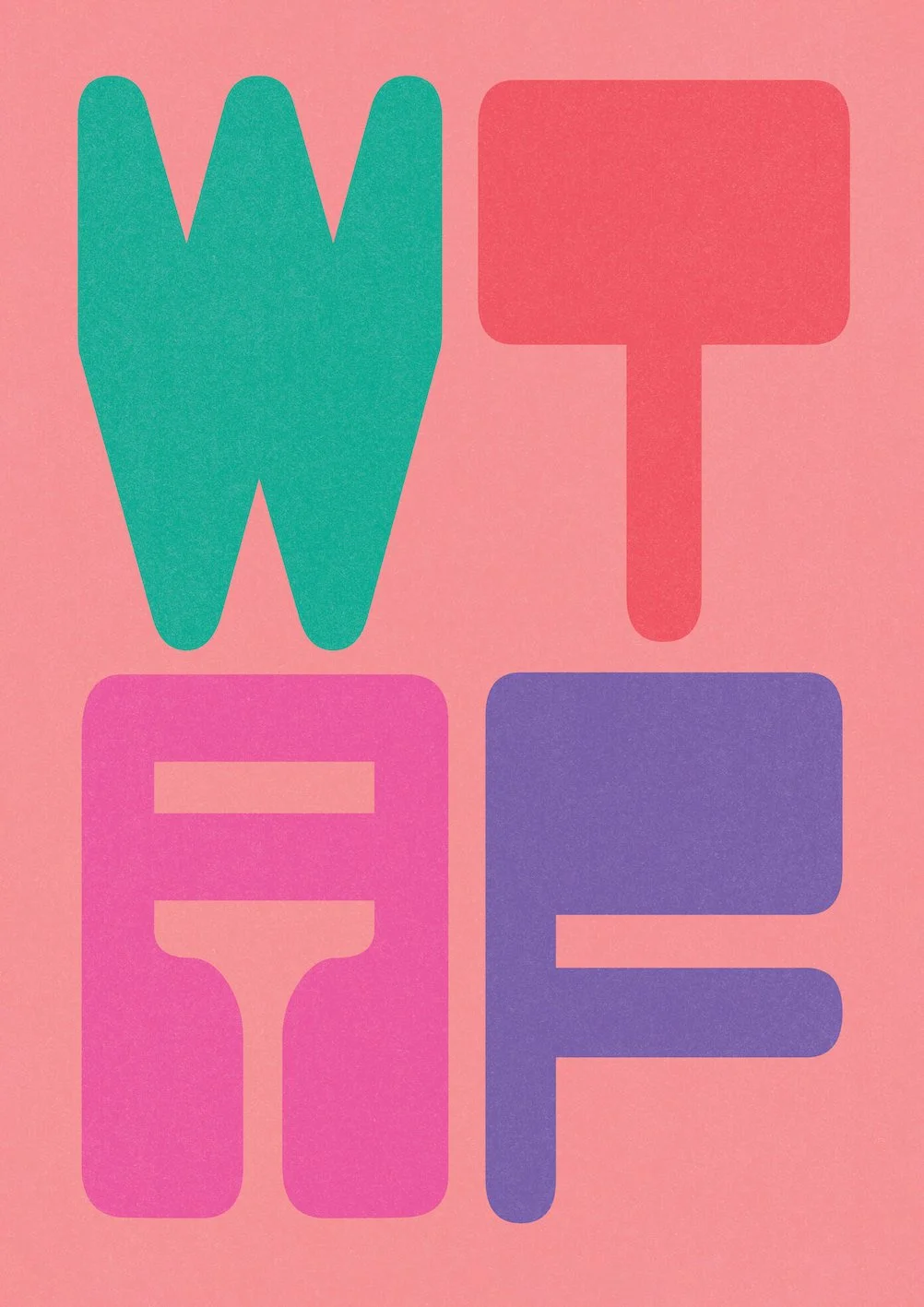 WTAF by graphic artist Paul Scott.  Printed on Heavyweight archival 260gsm matte paper using fade resistant inks. 100% cotton rag , Acid-Free. Design available in 5 colour options.