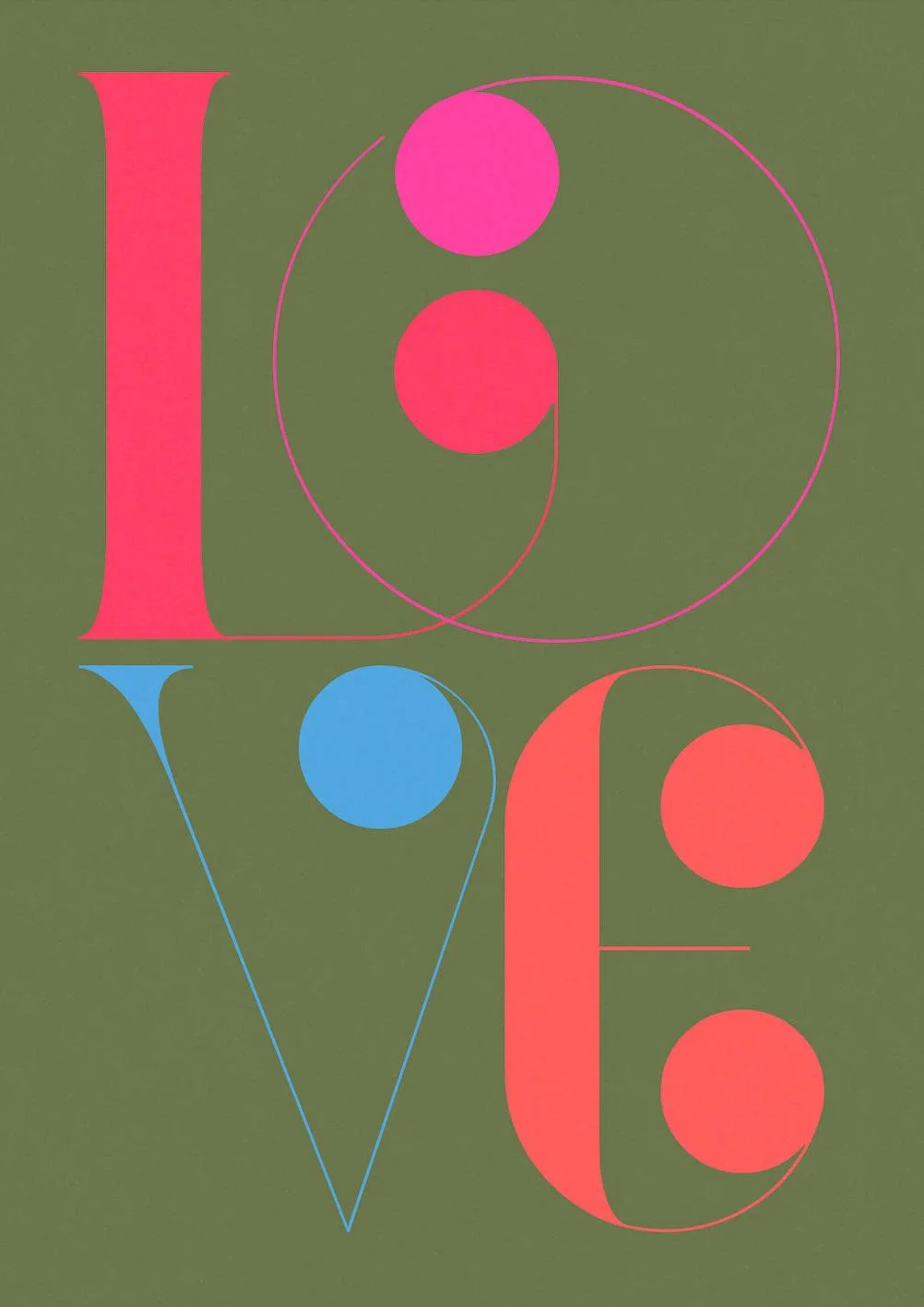 LOVE #5 by Paul Scott  Printed on Heavyweight archival 260gsm matte paper using fade resistant inks. 100% cotton rag, Acid-Free. Design available in 4 colour options.