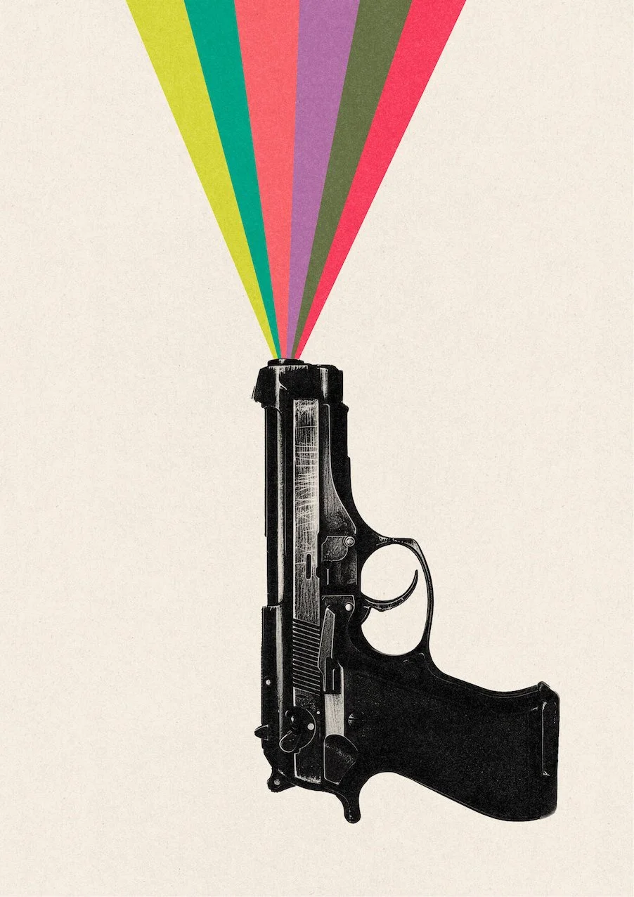 Friendly Fire #3 by graphic artist Paul Scott.  Printed on Heavyweight archival 260gsm matte paper using fade resistant inks. 100% cotton rag , Acid-Free. Design available in 4 colour options.