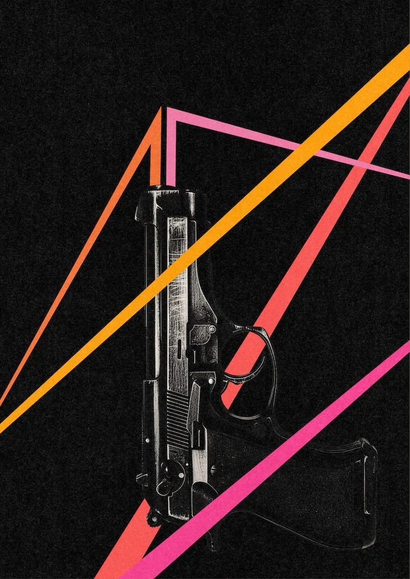 Friendly Fire #1 by graphic artist Paul Scott.  Printed on Heavyweight archival 260gsm matte paper using fade resistant inks. 100% cotton rag , Acid-Free. Design available in 4 colour options.