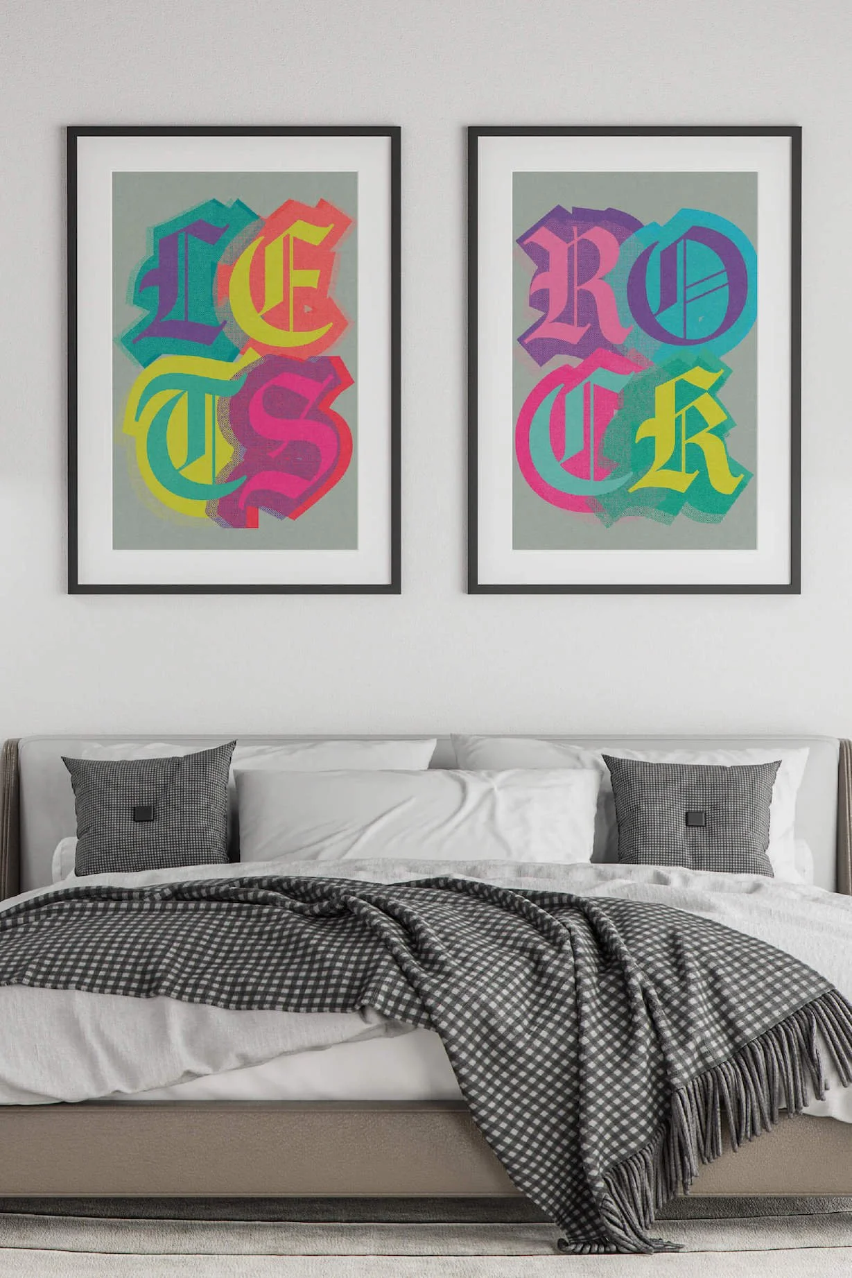 Let’s Rock #1 by graphic artist Paul Scott.  Printed on Heavyweight archival 260gsm matte paper using fade resistant inks. 100% cotton rag , Acid-Free. Sold as a Set of 2 Prints.