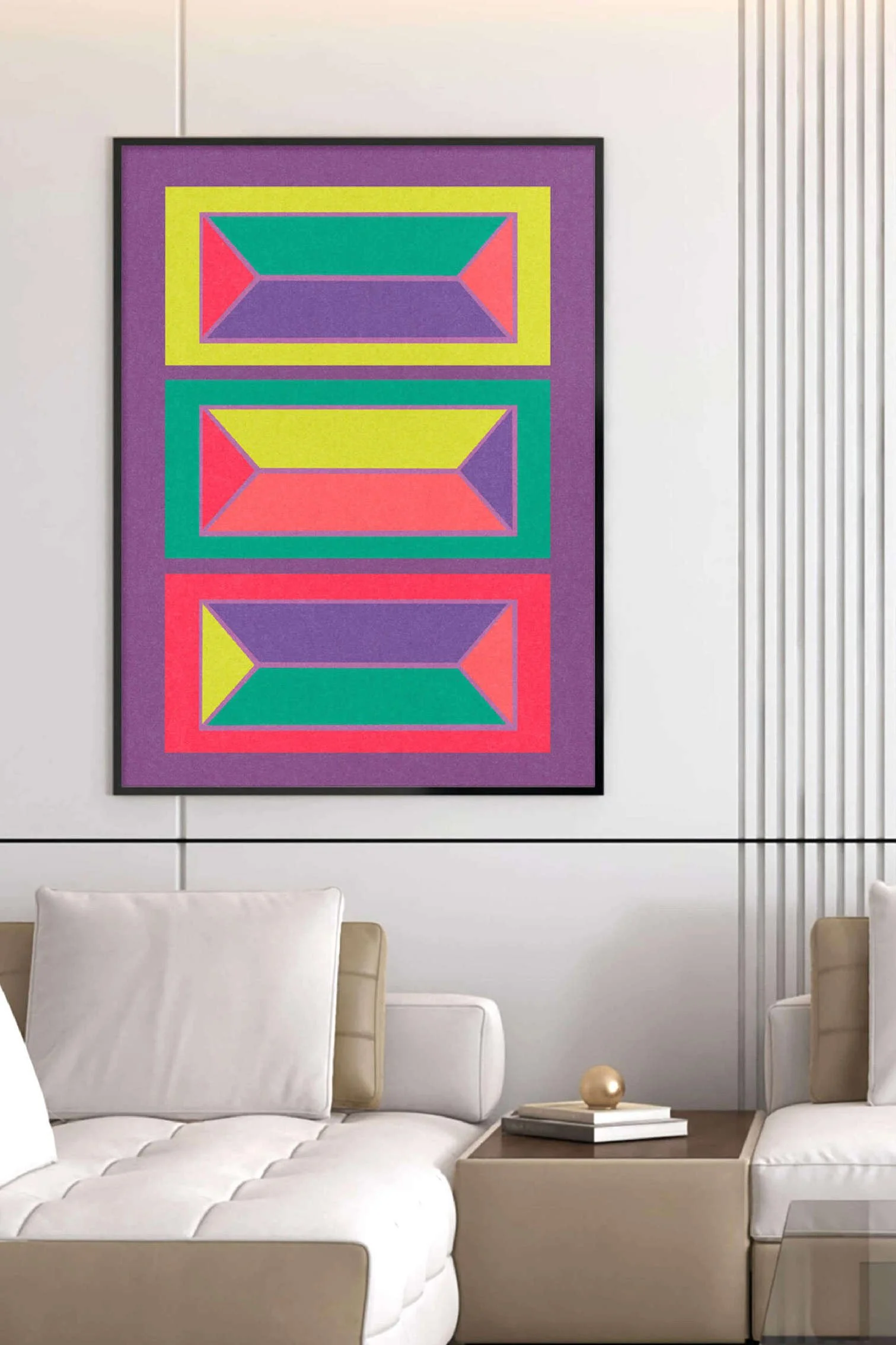 Bricks #1 by graphic artist Paul Scott.  Printed on Heavyweight archival 260gsm matte paper using fade resistant inks. 100% cotton rag , Acid-Free. Design available in 3 colour options.