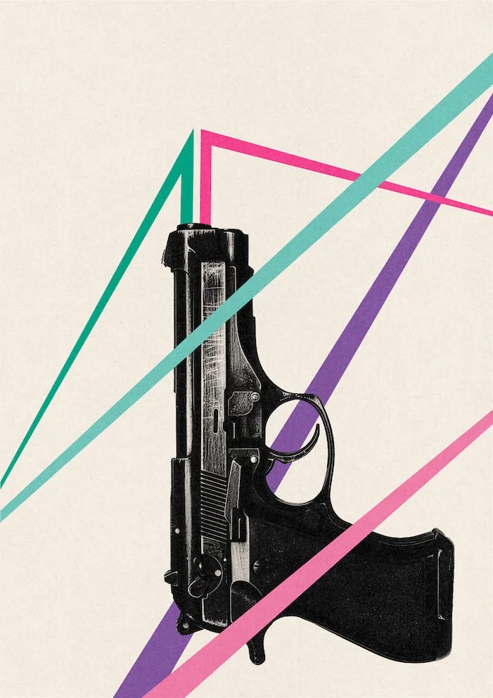 Friendly Fire #2 by graphic artist Paul Scott.  Printed on Heavyweight archival 260gsm matte paper using fade resistant inks. 100% cotton rag , Acid-Free. Design available in 4 colour options.