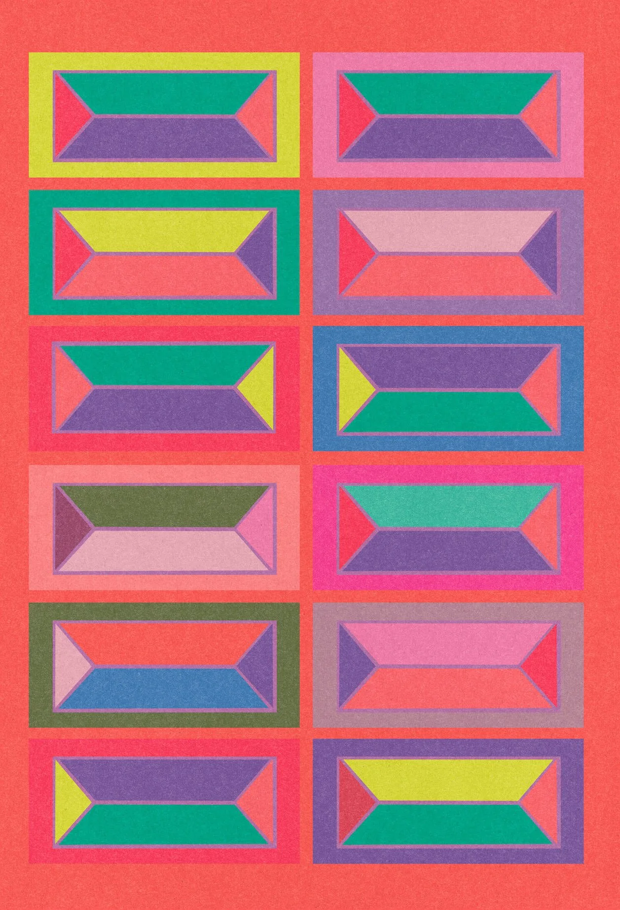 Bricks #4 by graphic artist Paul Scott.  Printed on Heavyweight archival 260gsm matte paper using fade resistant inks. 100% cotton rag , Acid-Free. Design available in 3 colour options.