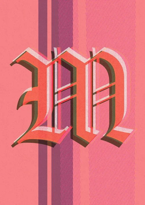 Love Letters by Paul Scott  Printed on Heavyweight archival 260gsm matte paper using fade resistant inks. 100% cotton rag, Acid-Free. Design available in 4 colour options.