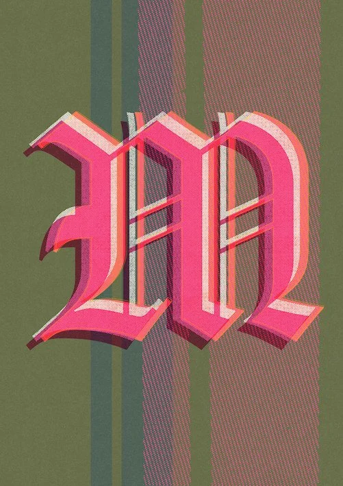 Love Letters by Paul Scott  Printed on Heavyweight archival 260gsm matte paper using fade resistant inks. 100% cotton rag, Acid-Free. Design available in 4 colour options.