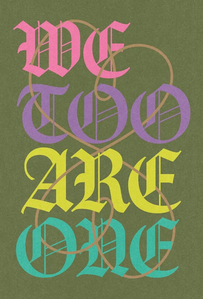 WEtooareONE by graphic artist Paul Scott.  Printed on Heavyweight archival 260gsm matte paper using fade resistant inks. 100% cotton rag , Acid-Free. Design available in 4 colour options.