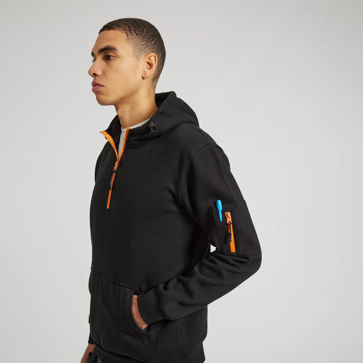 Brand Me Up Zipped Work Hoodie Side View