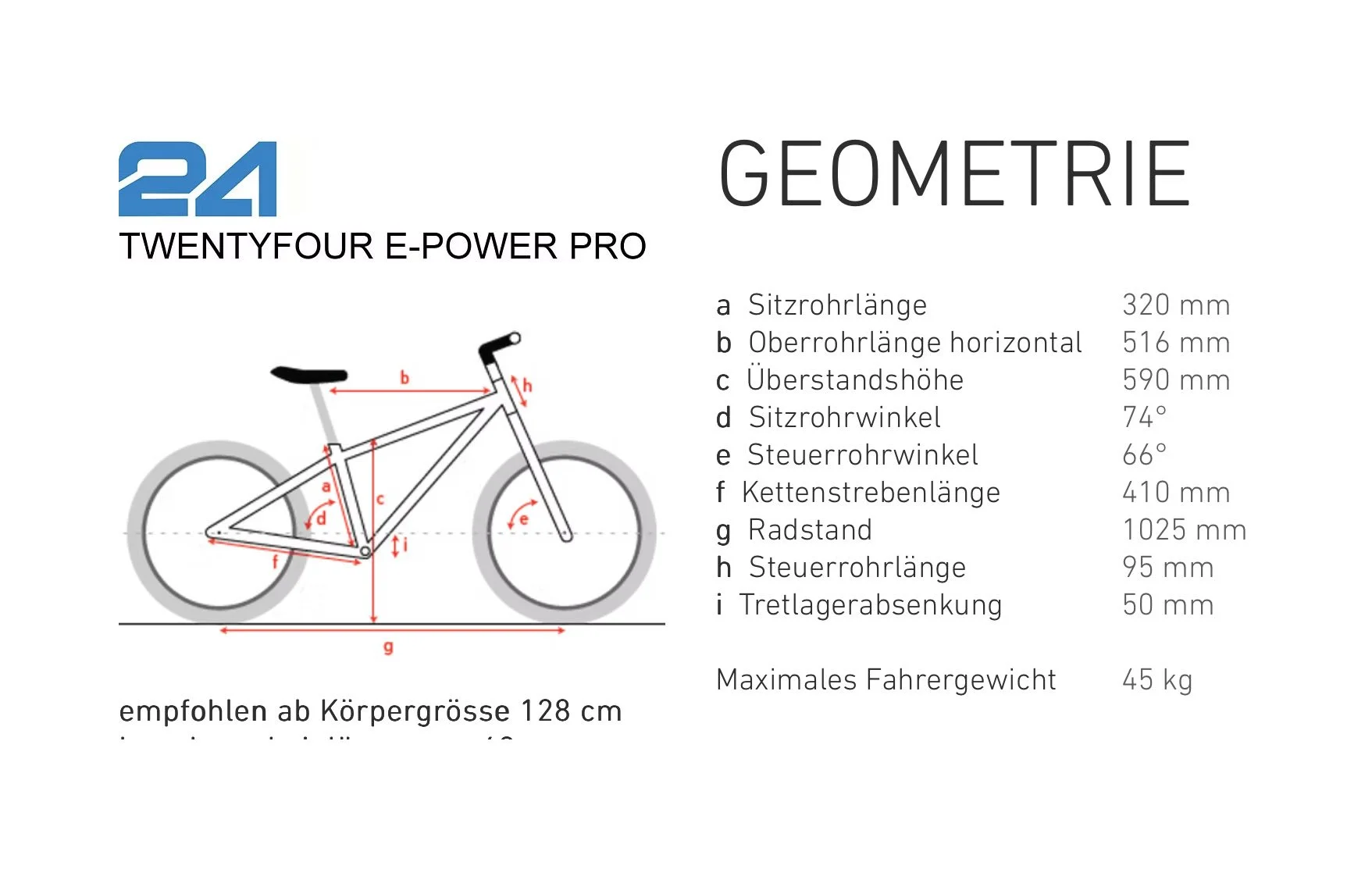 Geometrie 24" Ben-e-bike Kinder E-Bike