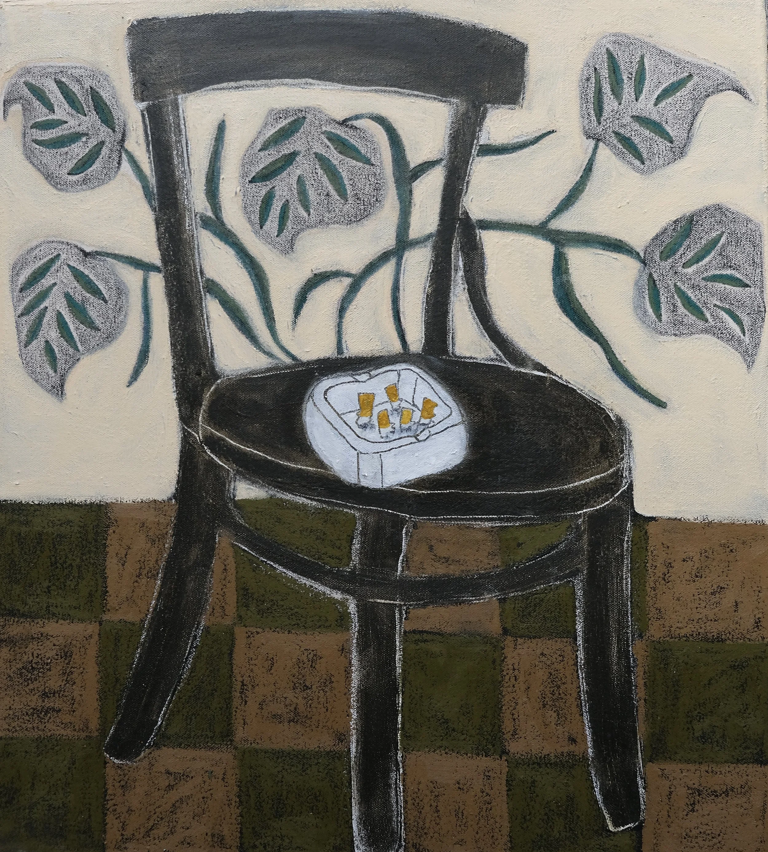 Still Life With Cigarettes: Oil on cotton,  55x50cm